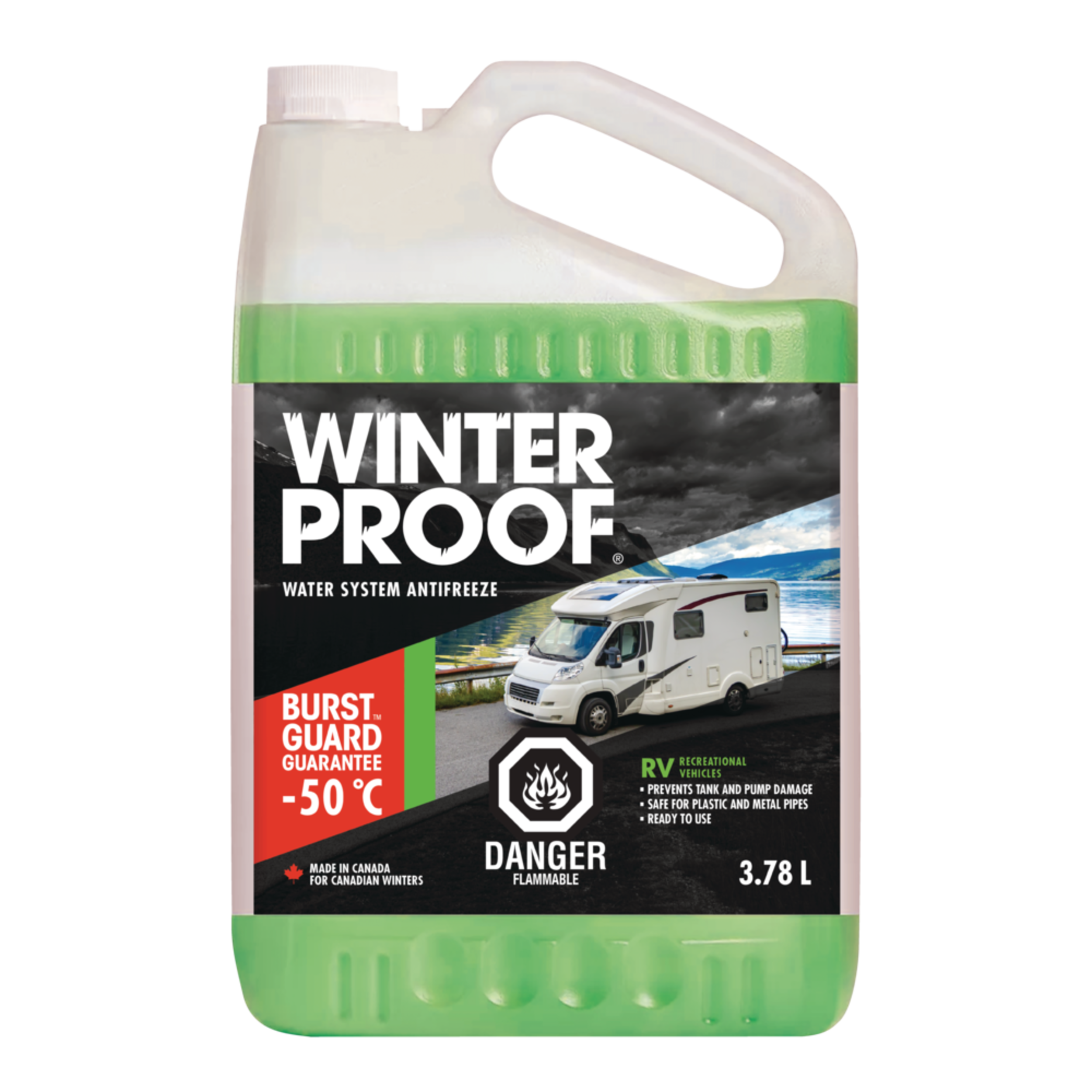 WinterProof™ - RV Antifreeze for Water System with BurstGuard™ Guarantee -50°C, 3.78 L Front_Flat
