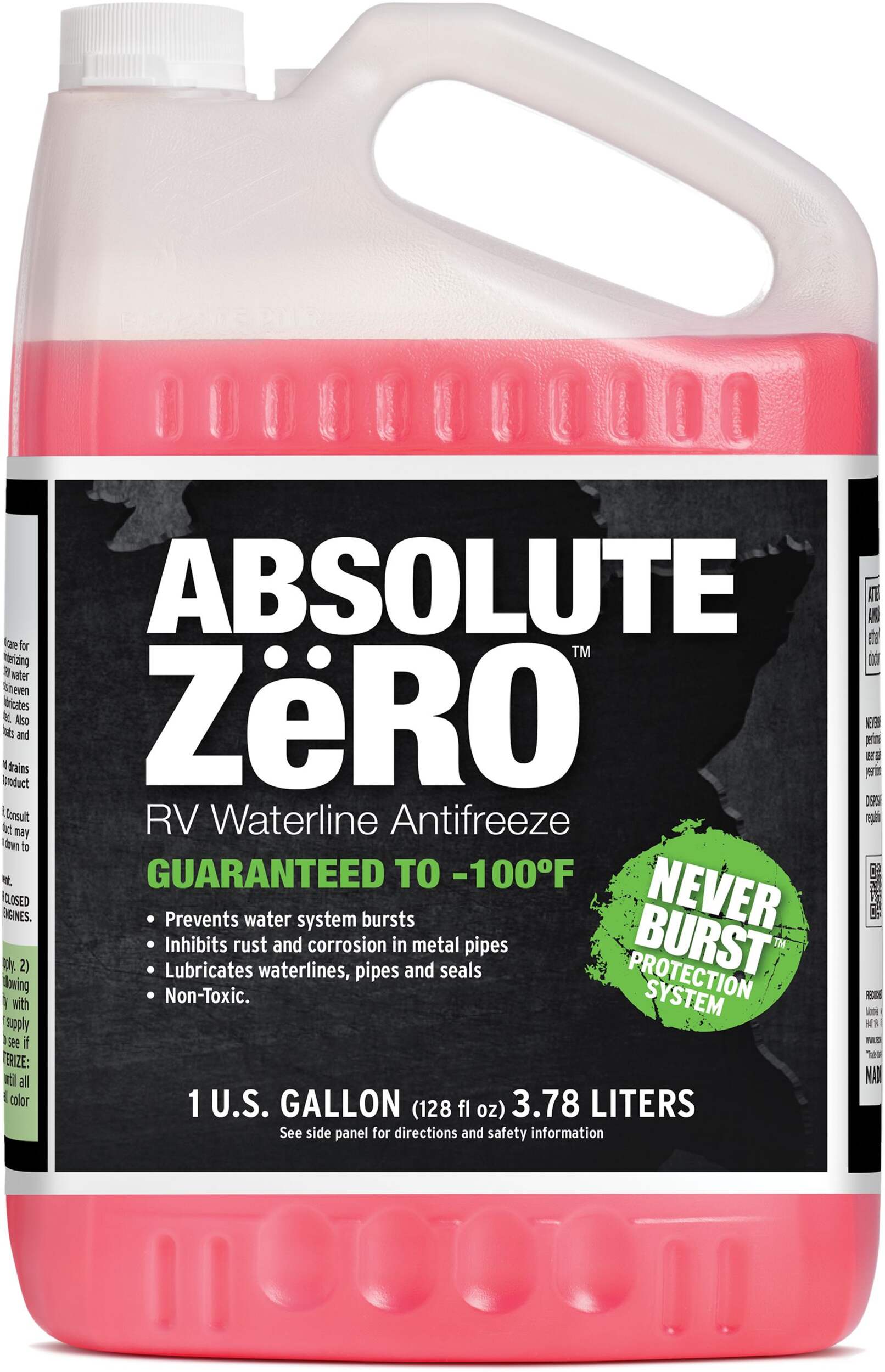 Absolute Zero Plumbing Antifreeze, Safe for Metal & Plastic Pipes, -60°C, 3.78-L Front_Flat
