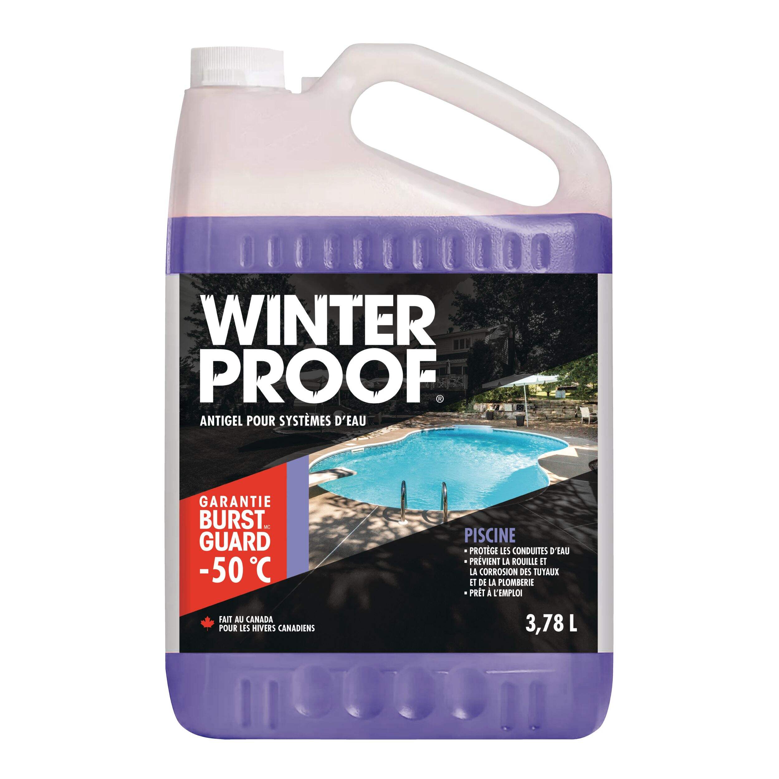 WinterProof - Antigel pour plomberie de piscine avec garantie BurstGuard, -50°C, 3,78 L Front_Flat