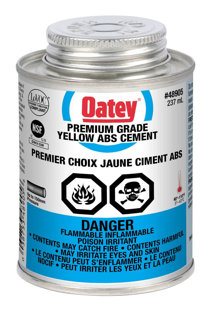 Oatey Premium Grade ABS Cement, Yellow, 237mL Canadian Tire