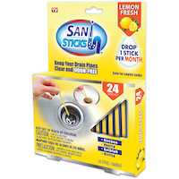 Sani Sticks Multi-Purpose Drain Pipe Cleaner Stick, Lemon Scented, 24-pk