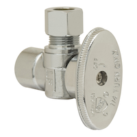 PlumbShop Chrome Plating Mini Valve, Elbow Shape, 1/2-in Nom. Sweat x 3/8-in OD Comp