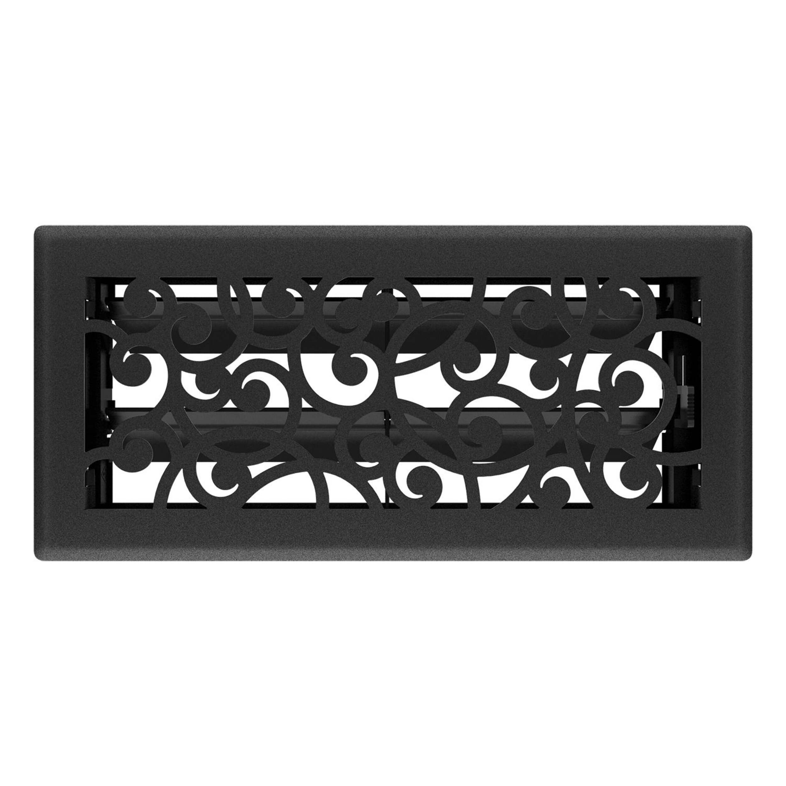 Imperial Wonderland Decorative Steel Floor Register, Adjustable, Black Iron, 4 x 10-in Overhead_Flat