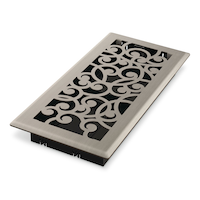 Imperial Wonderland Decorative Steel Floor Registers, Adjustable, Brushed Nickel, 4 x 10-in, 3-pk