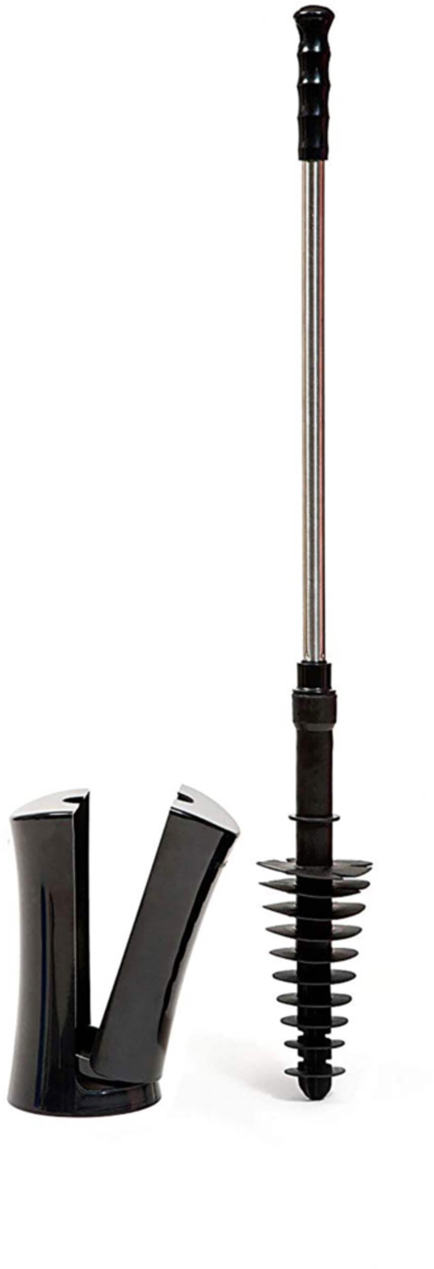 ToiletShroom Toilet Plunger with Caddy Holder, Black Front_Flat