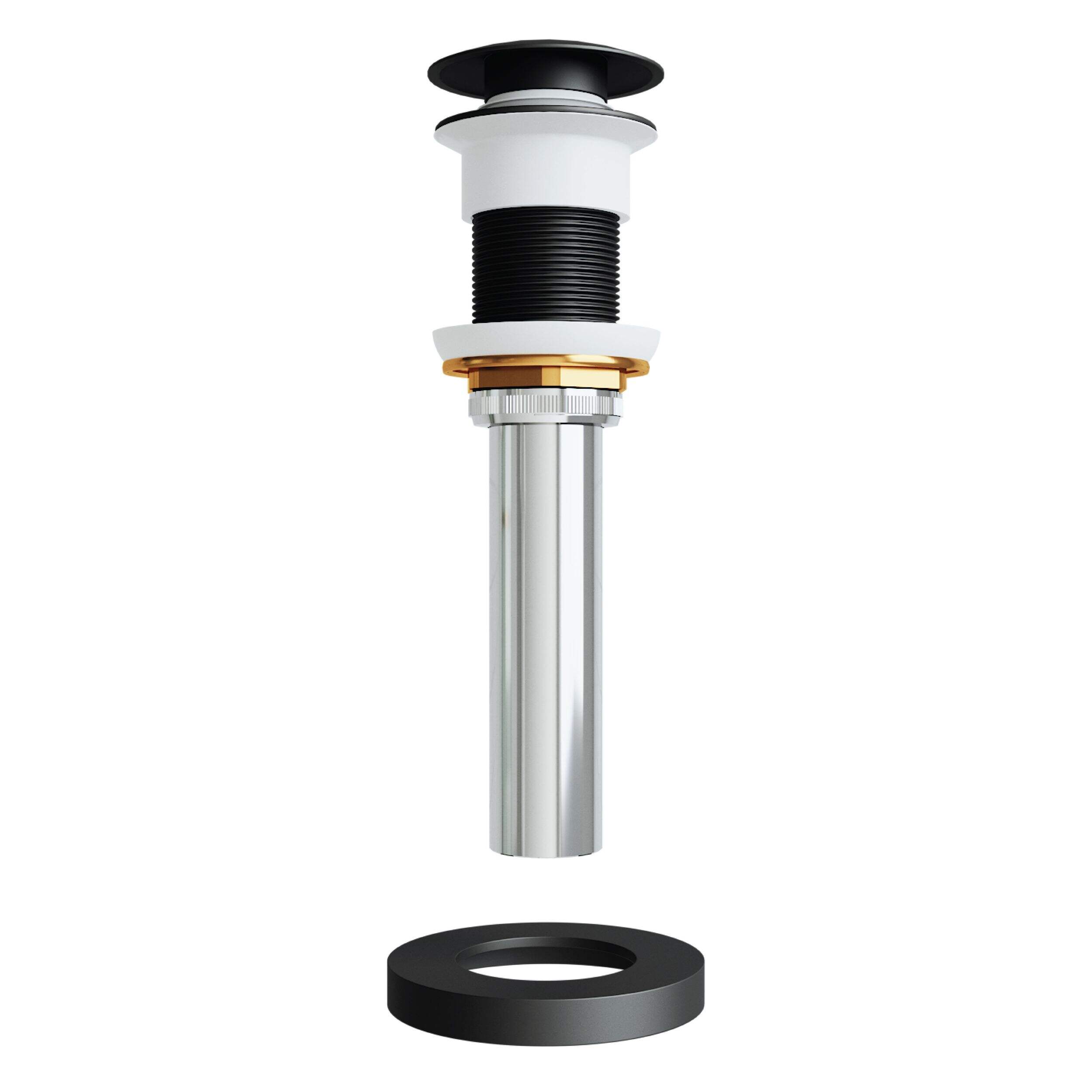 VIGO Solid Brass Vessel Bathroom Sink Pop-Up Drain, Fits 1-3/4-in Hole, Matte Black Front_Elevated