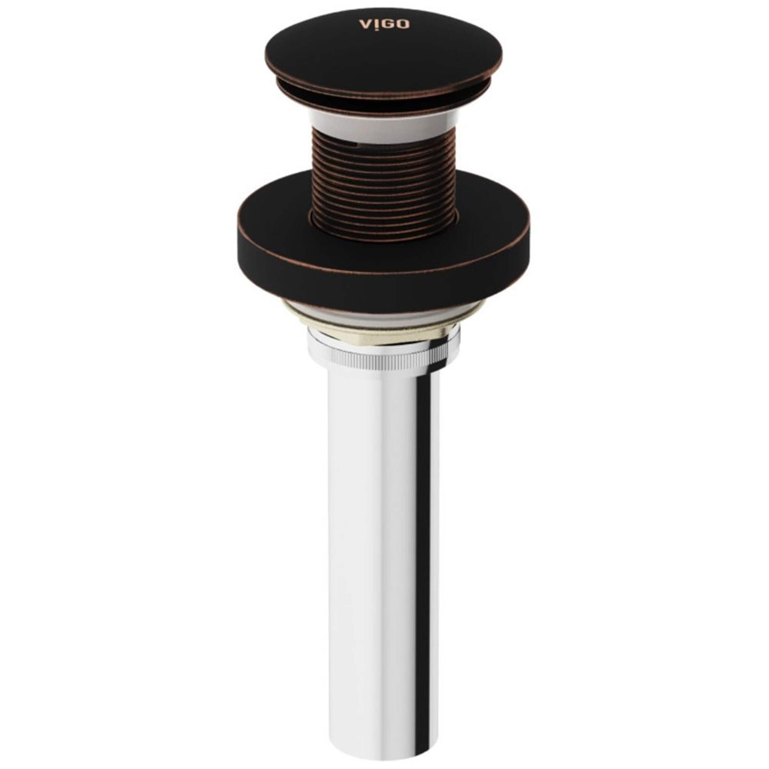 VIGO Solid Brass Vessel Bathroom Sink Pop-Up Drain, Fits 1-3/4-in Hole, Matte Black Front_Elevated