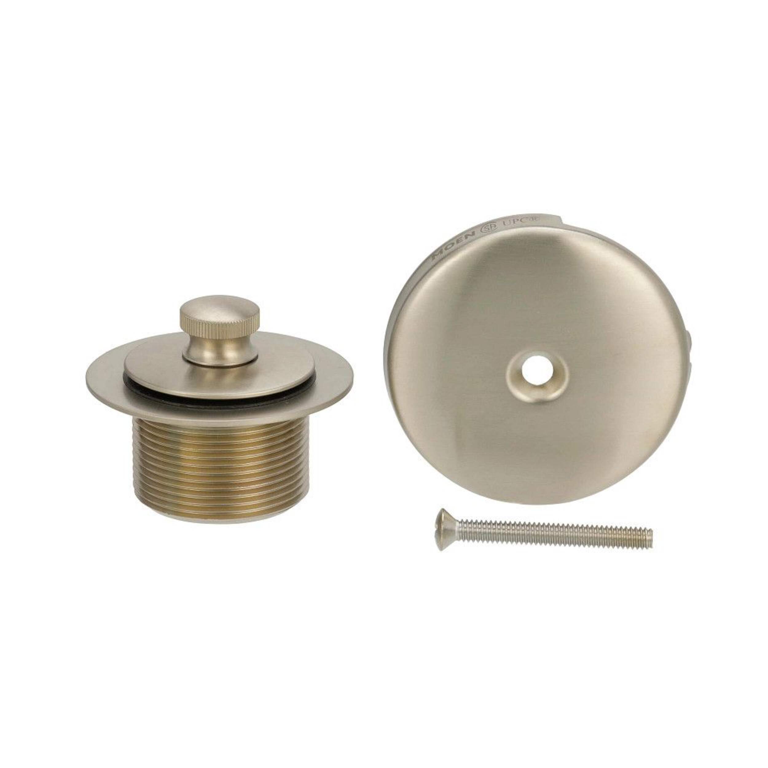 Moen Push-N-Lock Tub & Shower Drain Kit, Brushed Nickel Composite_or_Mixed