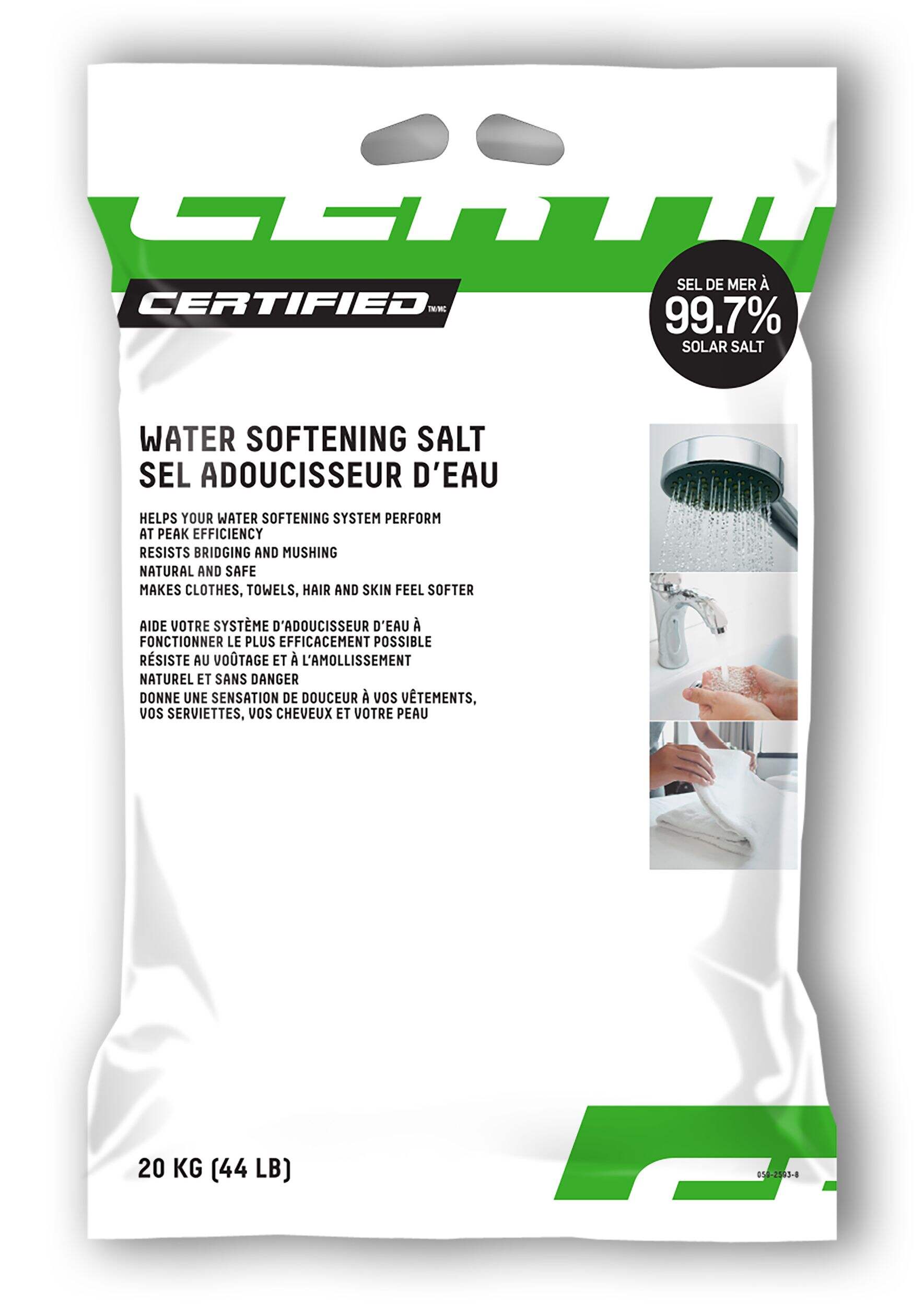 Certified Water Softener Salt, 20-kg Front_Flat