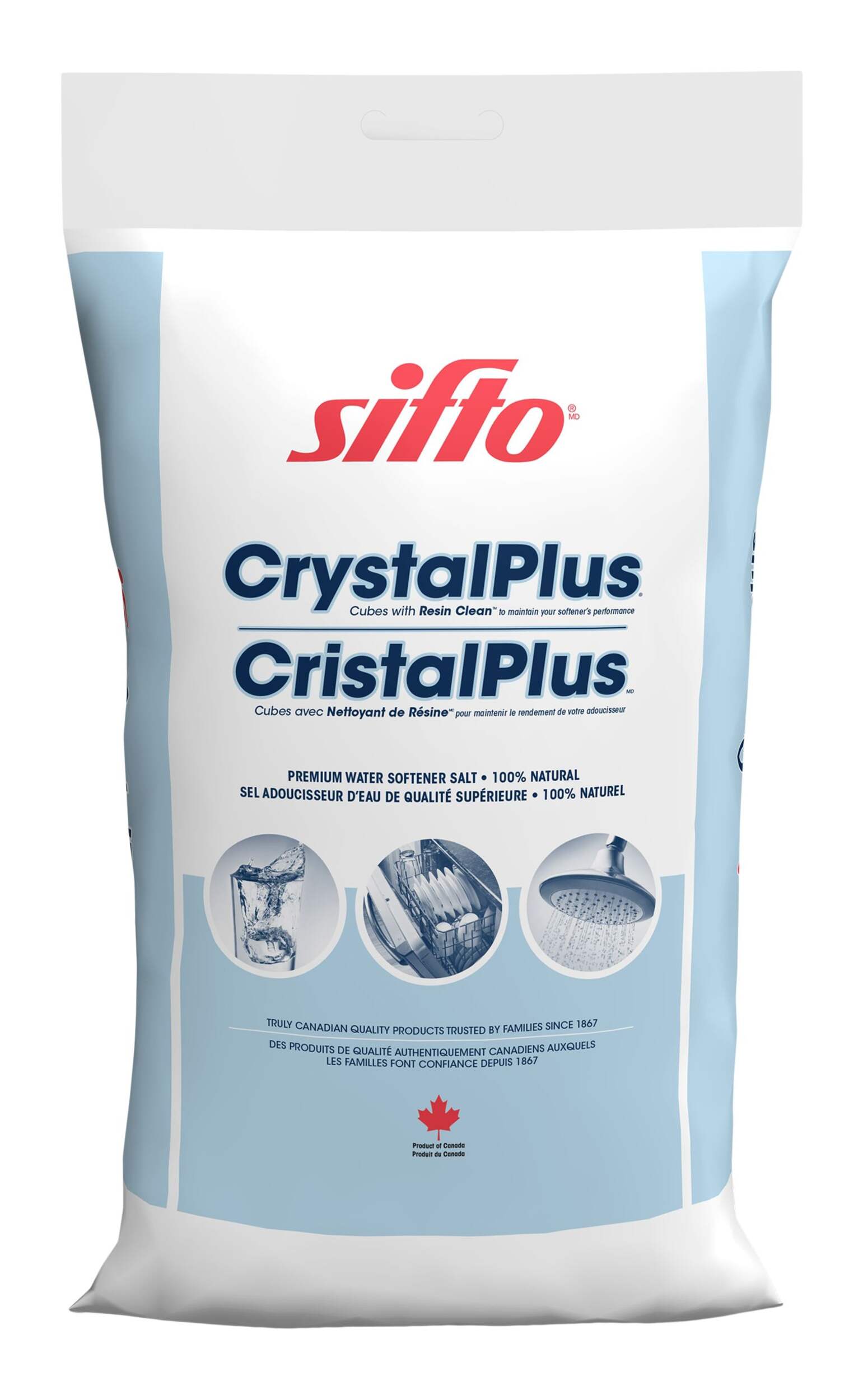Sel adoucisseur d'eau Sifto Crystal Plus, 20 kg Front_Flat