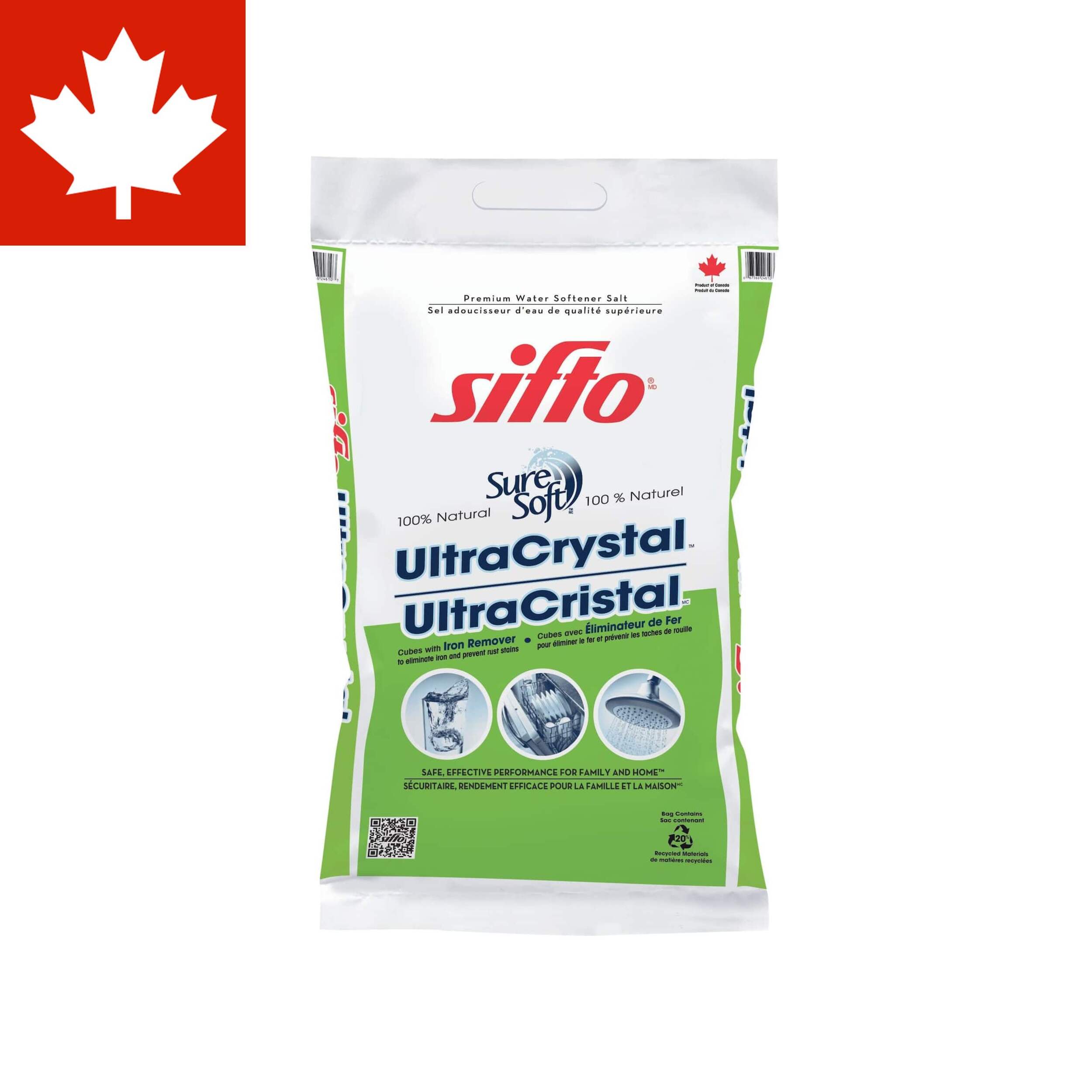 Sifto Water Softener Salt, Ultra Crystal Water Pellets, 20-kg Front_Flat