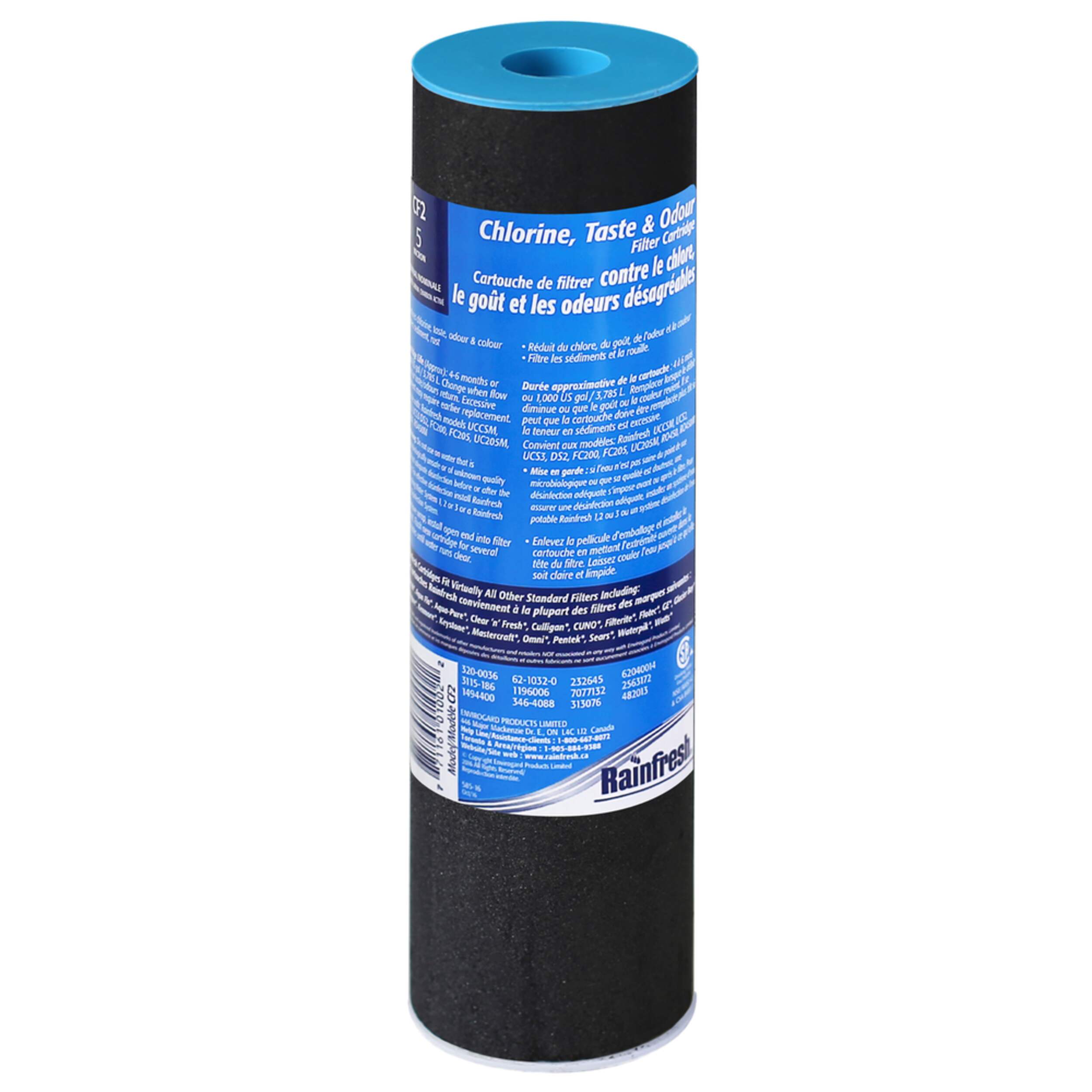 Rainfresh CF2 Filter Cartridge for Chlorine, Taste & Odour, Assorted