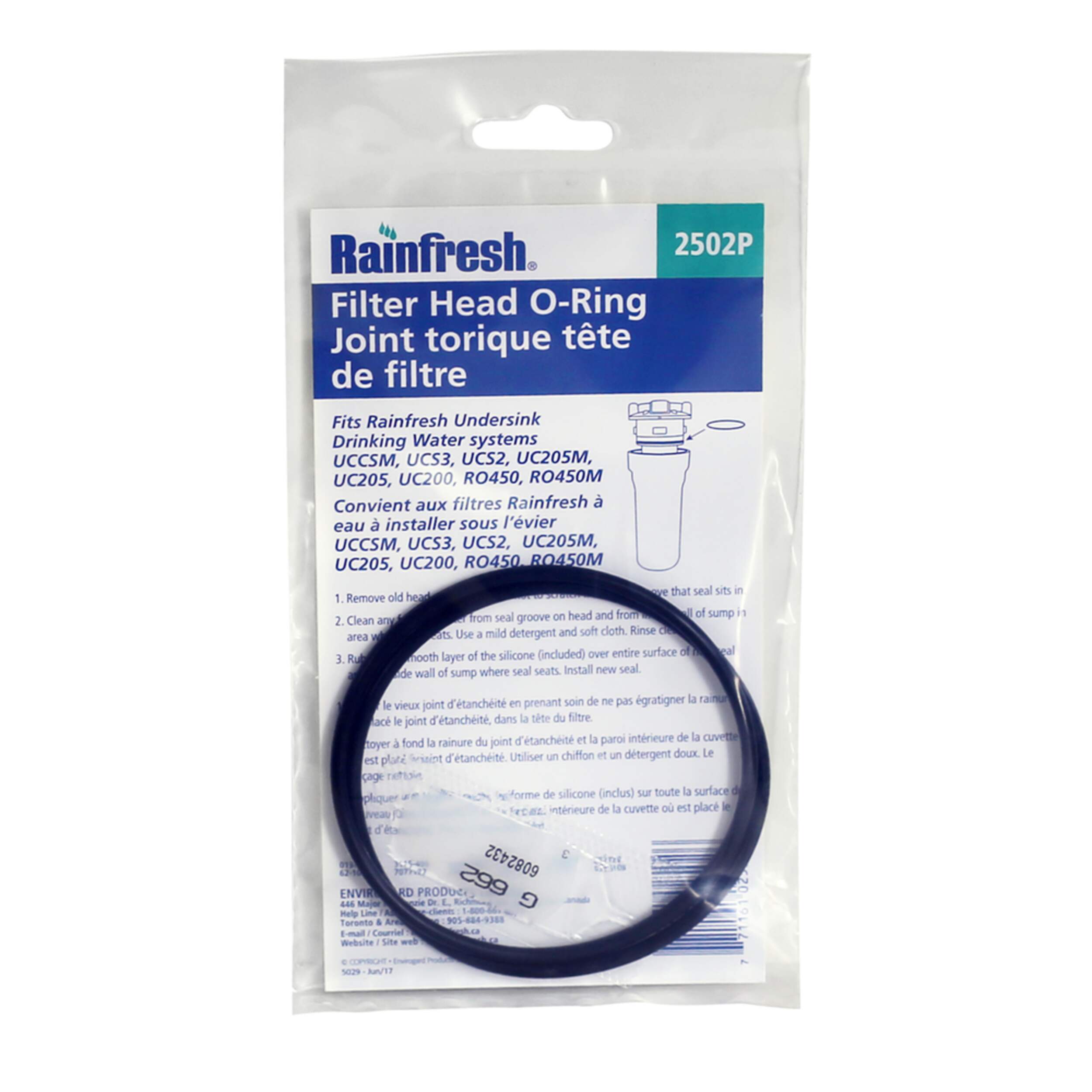 Rainfresh 2502P Head O-ring Seal Kit For Rainfresh Undersink Filters, 2-pk Front_Flat
