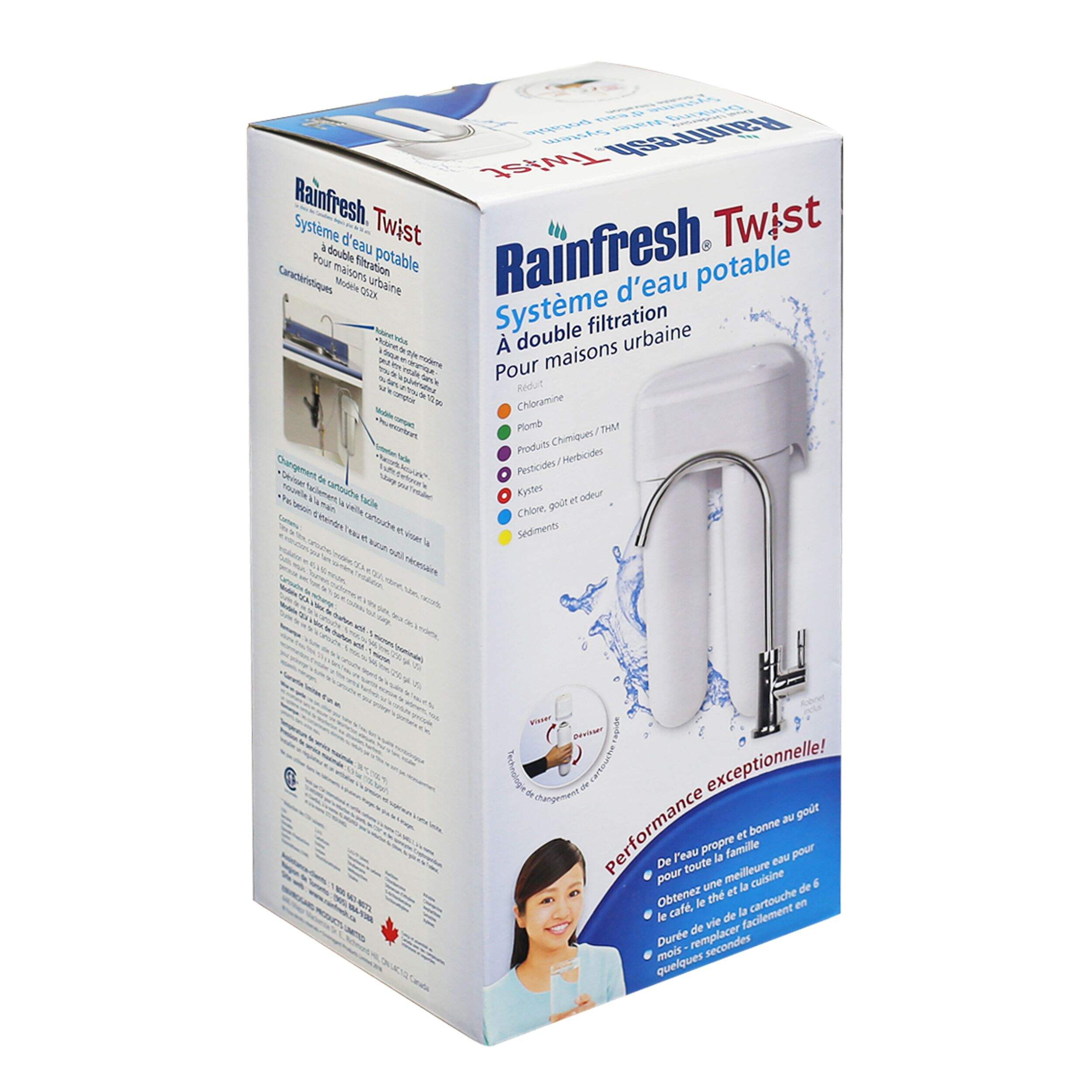 Système de filtration Rainfresh QS2/QS2X Twist pour eau potable Front_Three_Fourths_Angled_Right