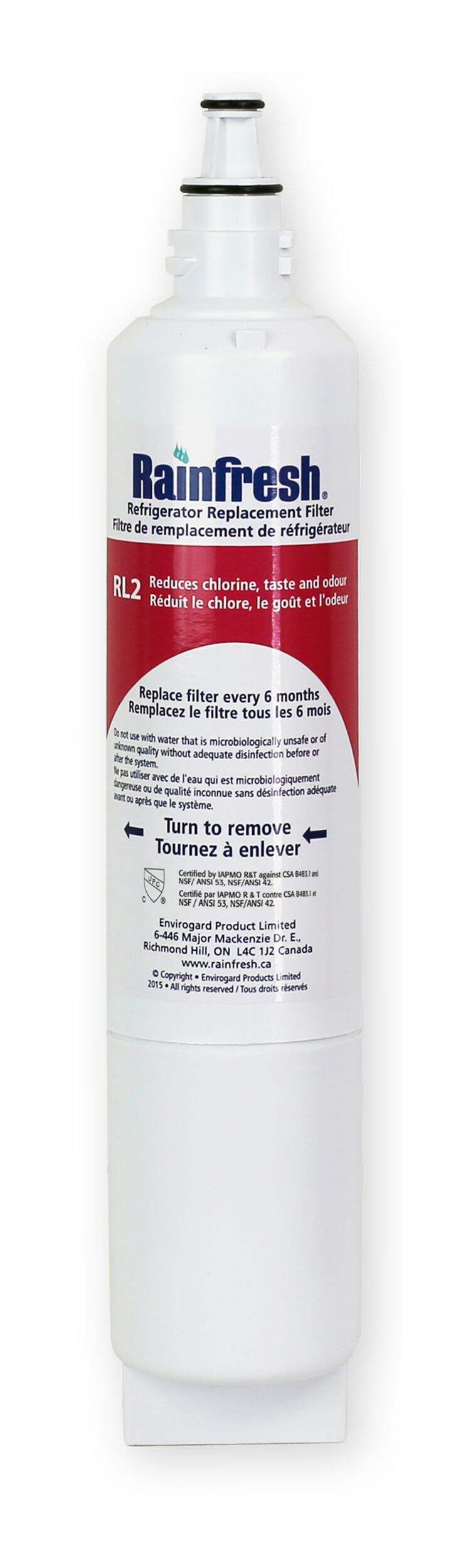 Rainfresh RL2 Fridge Replacement Water Filter for LG Fridges Front_Flat