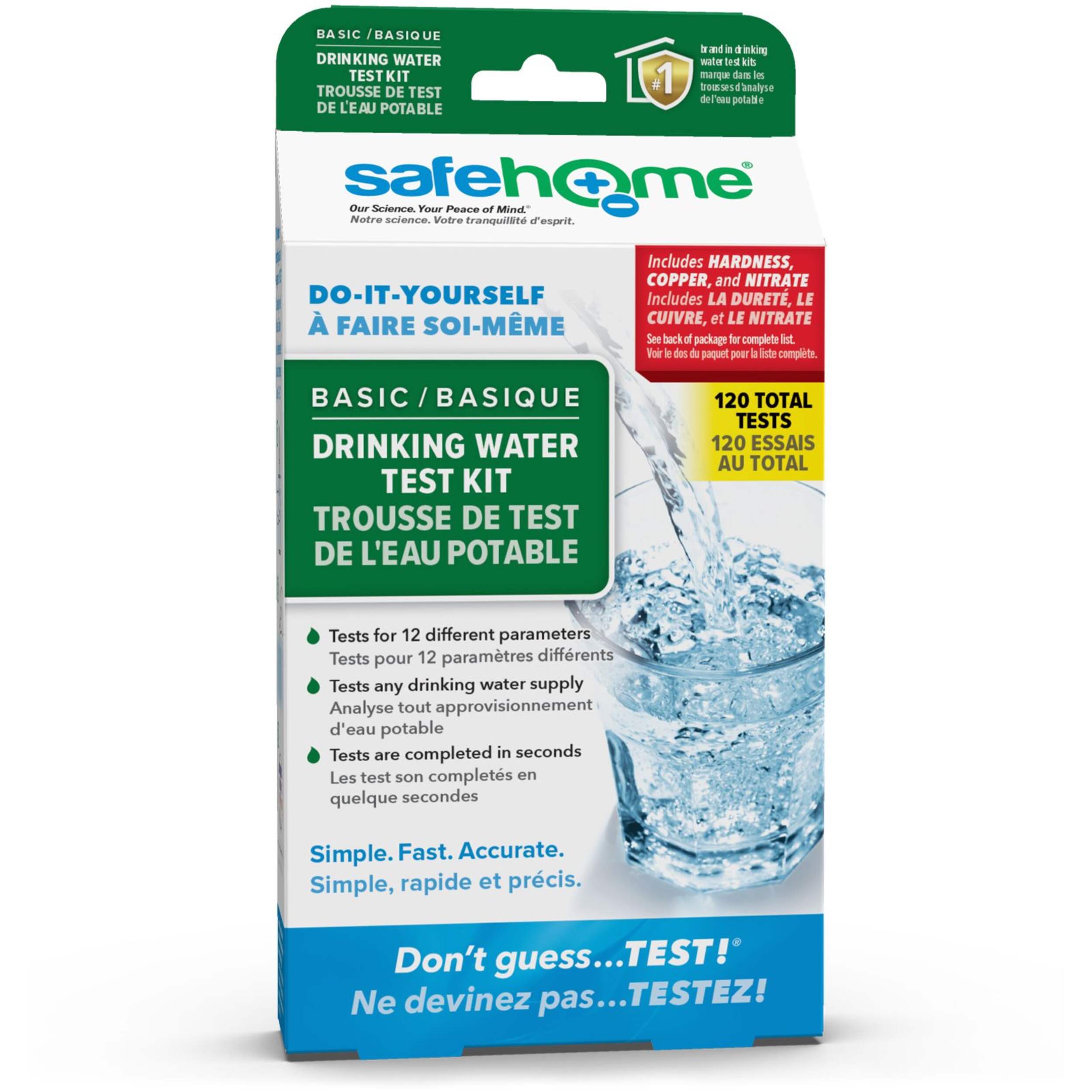 SafeHome Basic DIY Water Test Kit, Mechanical, 120 Tests Front_Angled_Right