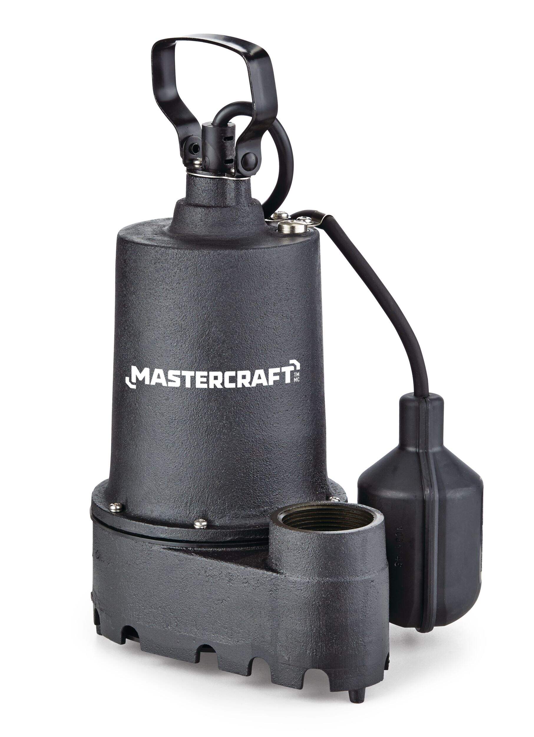 Mastercraft 1/3-HP Cast-Iron Submersible Electric Sump Pump with Tethered Switch Front_Elevated