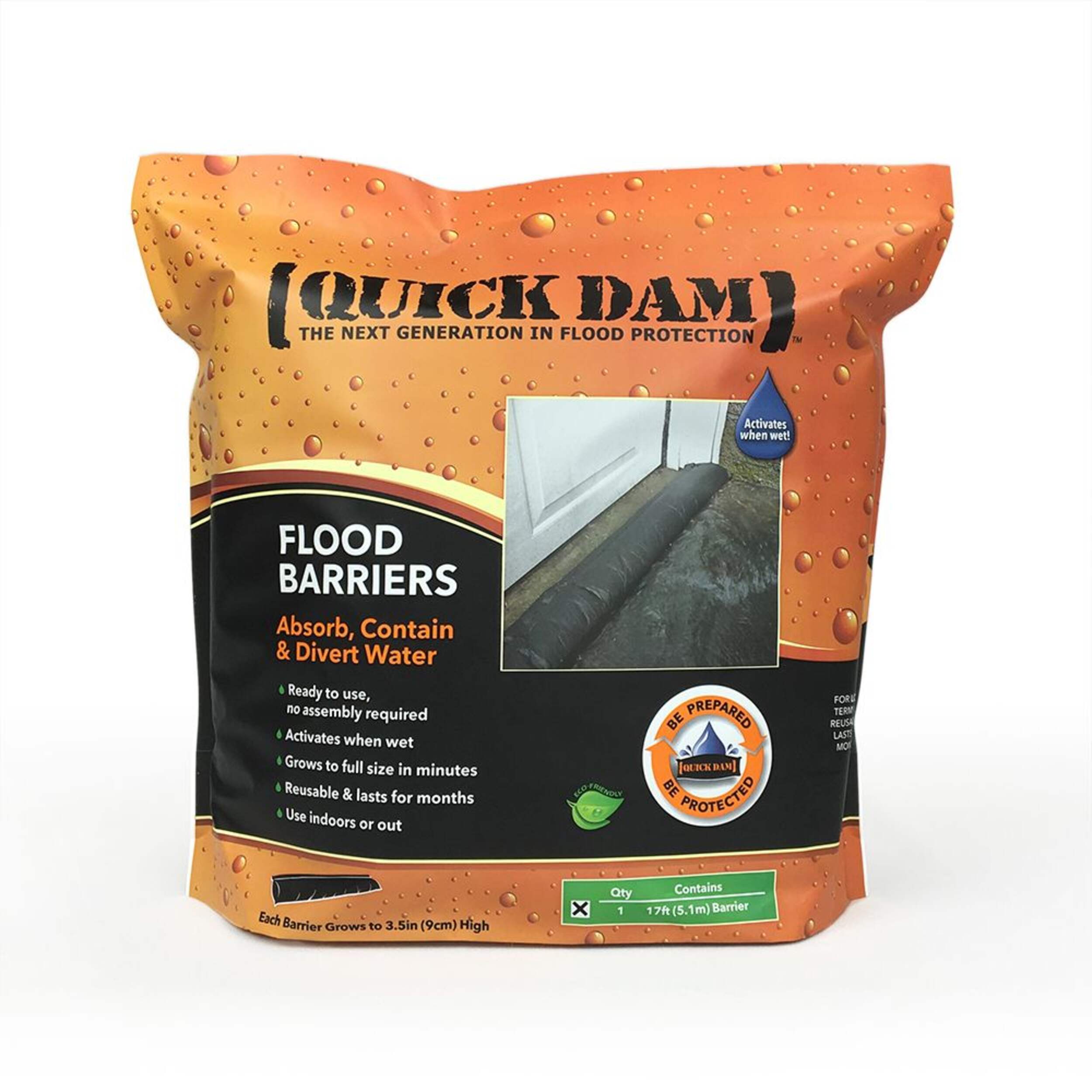 Quick Dam 17-ft Flood Barrier, Black, 1-pk Front_Flat