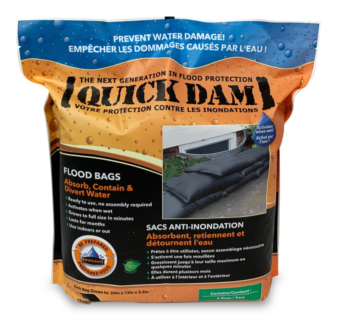 Quick Dam QD1224-6 Water Activated Flood Bags