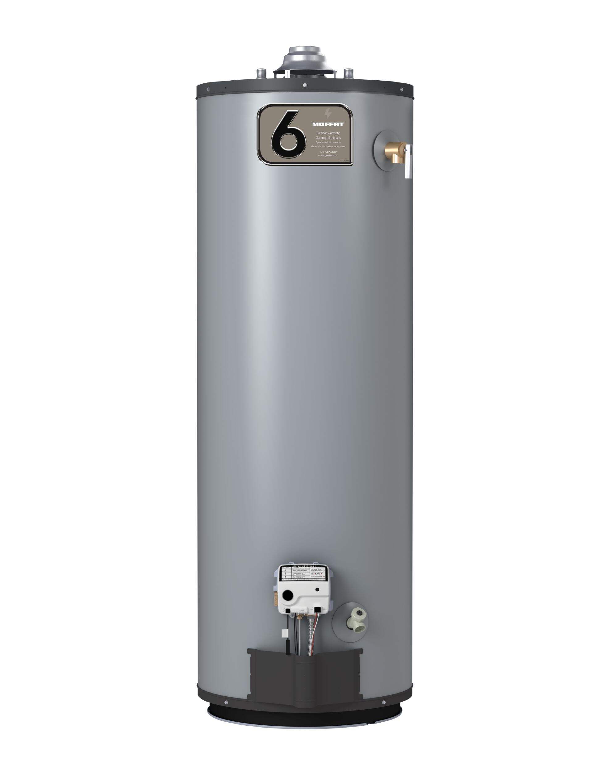 Moffat G650T40N-AV 40,000-BTU 189-L Conventional Gas Water Heater, Metallic Front_Flat