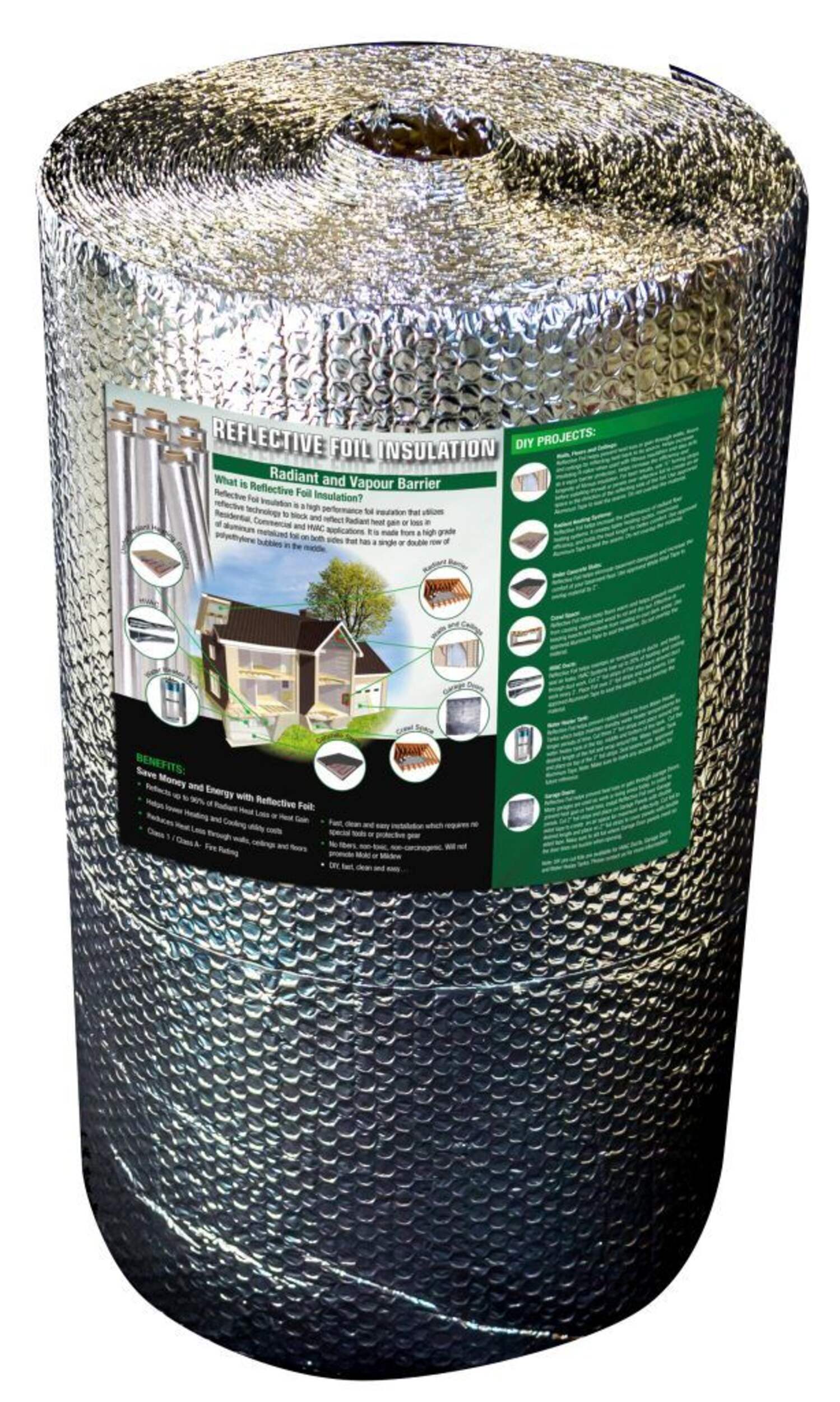 Ecoshades Reflecto-Foil Water Pipe Wrap Insulation, 2-in x 50-ft, Grey Front_Elevated