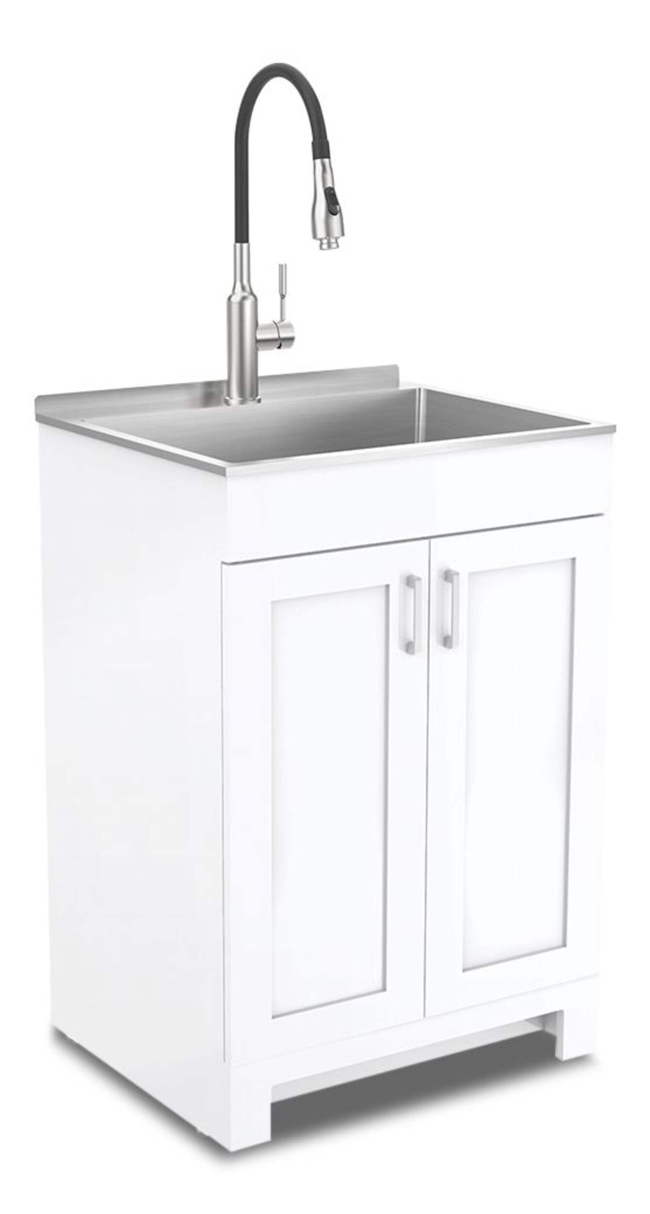 CANVAS Caplin All-In-One Laundry Cabinet,  24-in W x 20-in D x 35-in H, White Front_Three_Fourths_Angled_Right