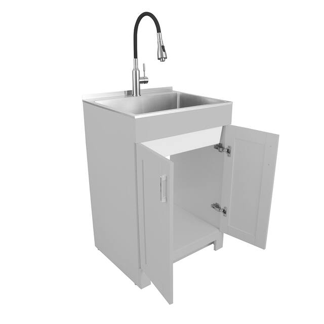 Canvas Caplin Single Sink Laundry Tub & Cabinet, 24