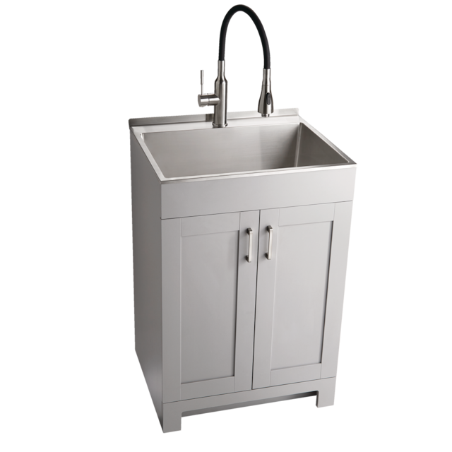 CANVAS Caplin Single Sink Laundry Tub & Cabinet, 24