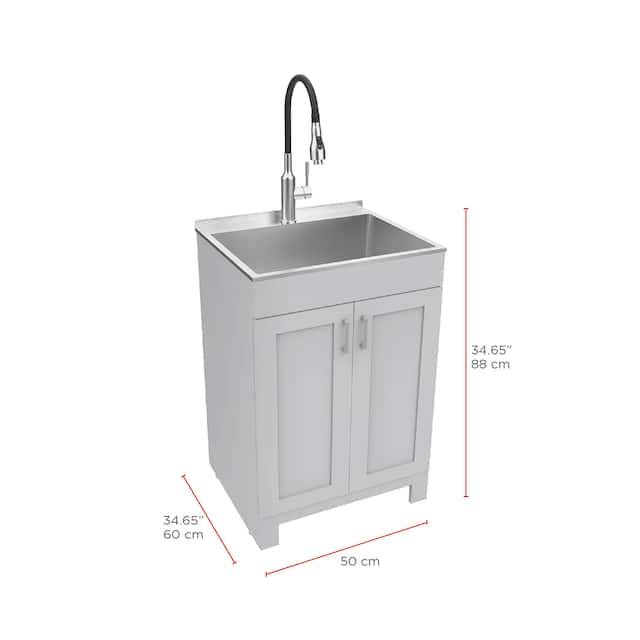 CANVAS Caplin Single Sink Laundry Tub & Cabinet, 24