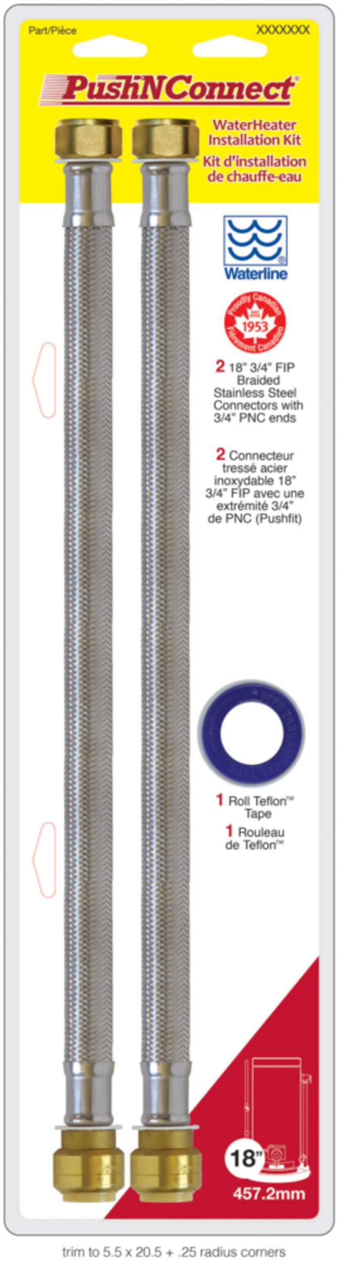 Trousse d'installation de chauffe-eau électrique / au gaz Waterline PushNConnect 406634, paq. 2 Front_Flat