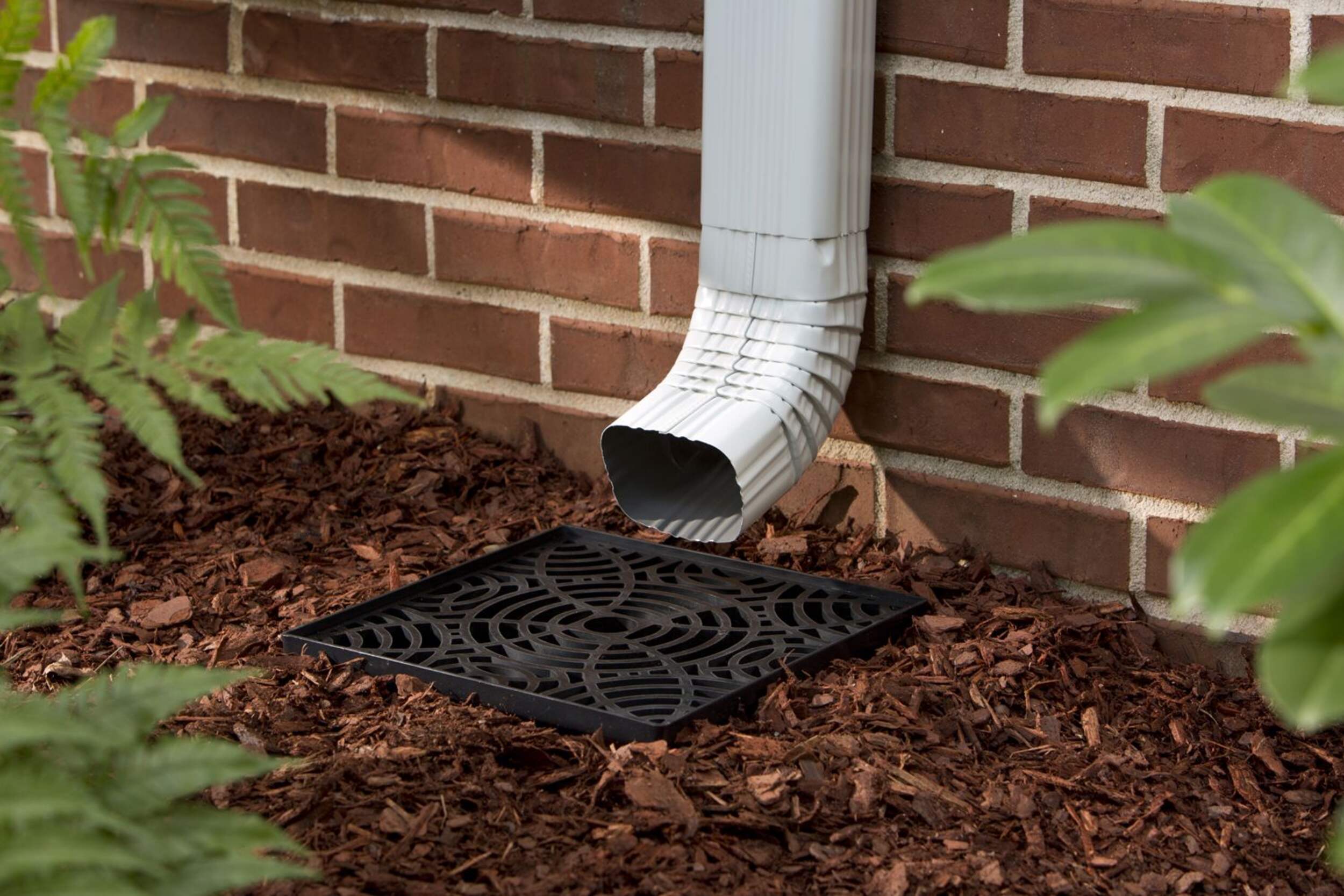 Euramax StealthDrain® Low Profile Catch Basin, Black Overhead_Flat