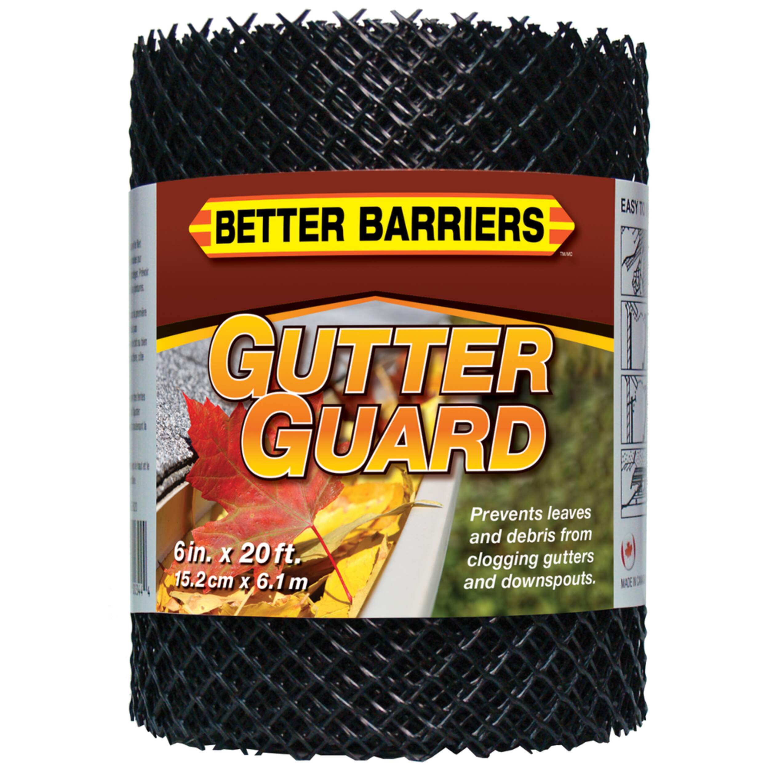 Vantage Gutter Guard, for Leaves, 6-in x 25-ft, Black Front_Flat