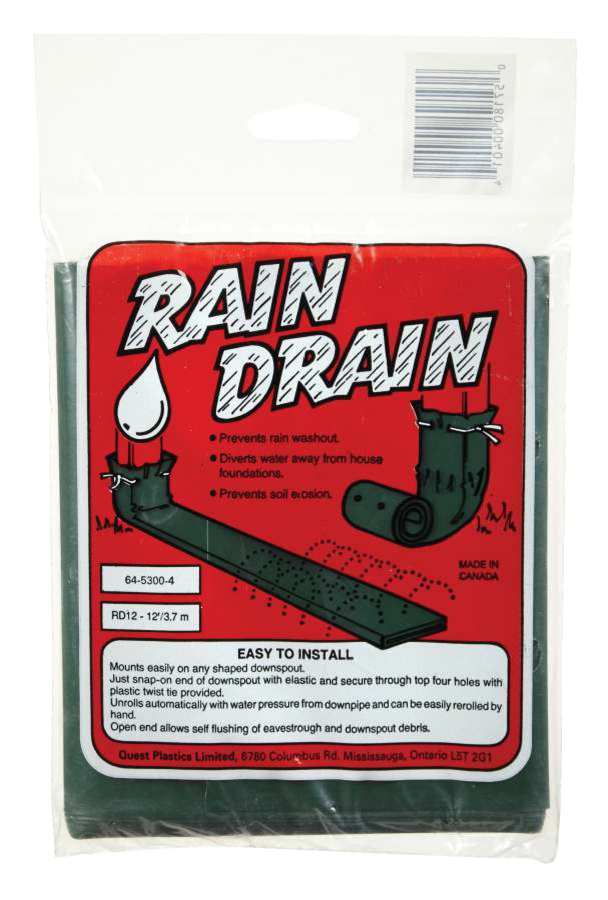 Downspout Rain Drain, Green, 12ft Canadian Tire