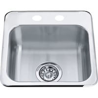 Kindred Steel Queen Drop In Single Bowl 2-Hole Hospitality Sink, 15.13-in x 15.44-in x 6-in, Stainless Steel