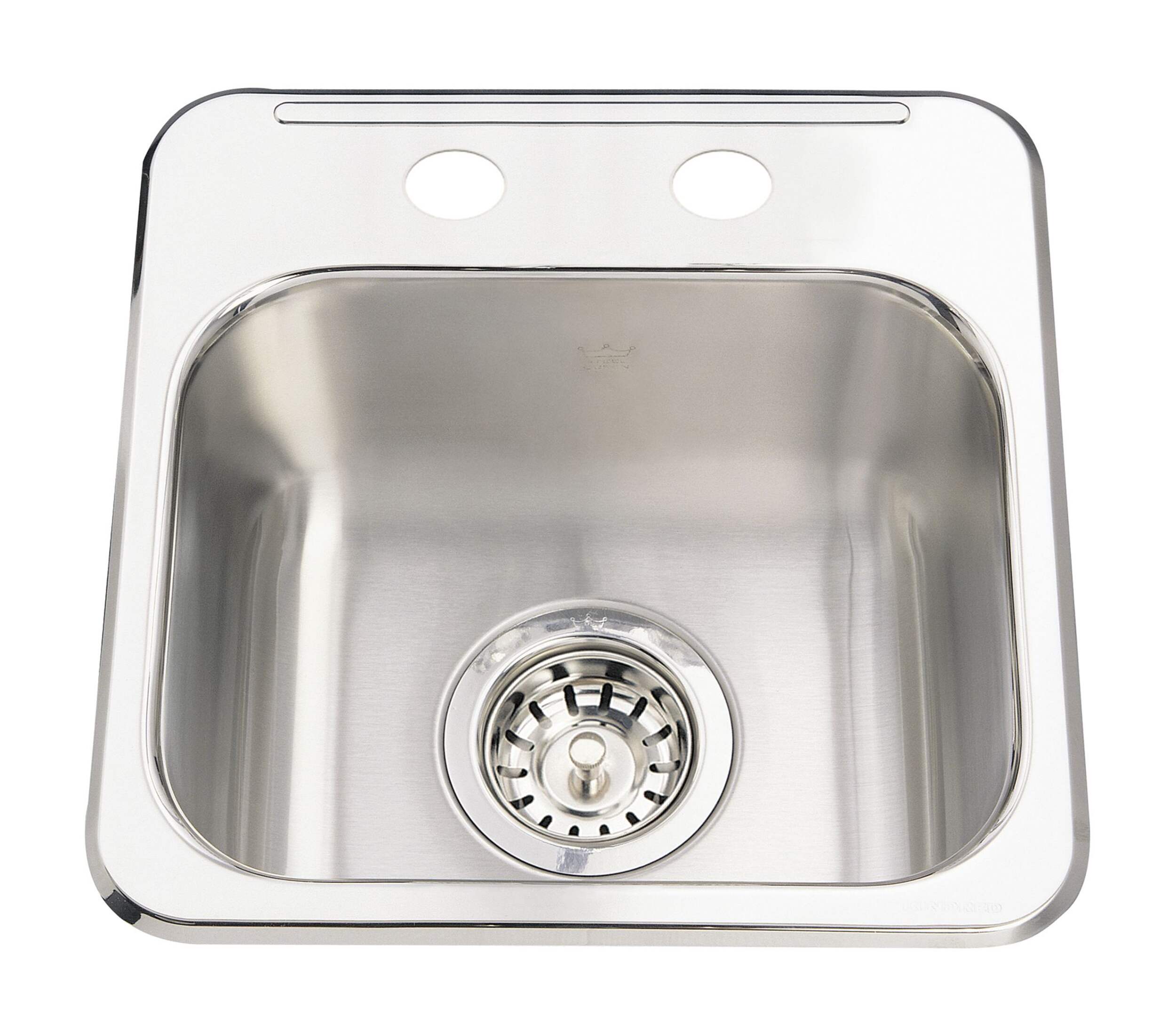 Kindred Steel Queen Drop In Single Bowl 2-Hole Hospitality Sink, 13.63-in x 13.63-in x 6-in, Stainless Steel Overhead_Plunge