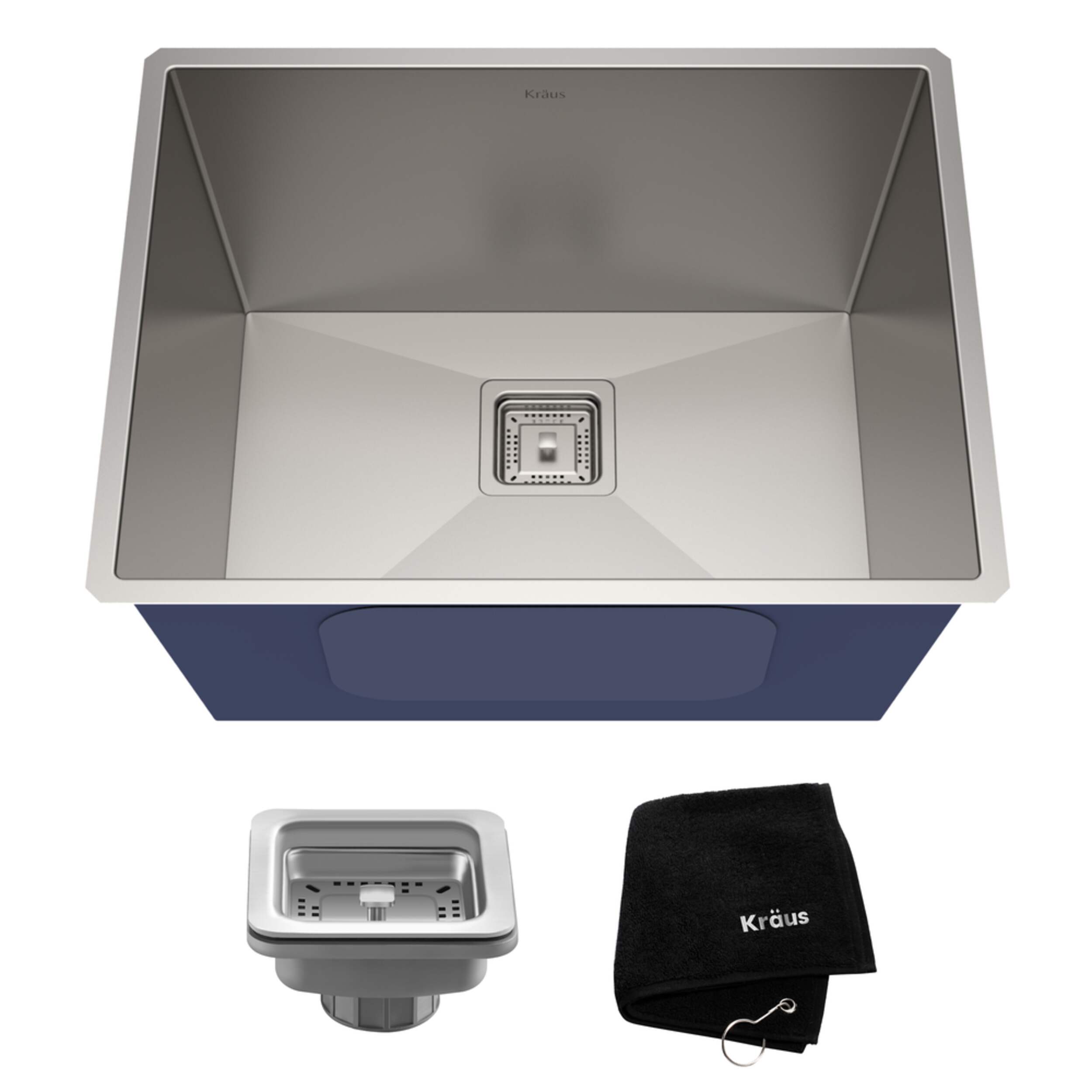 Kraus Pax PRO™ Single Sink Laundry Bowl, 24"L x 19"W x 12"H, Stainless Steel Overhead_Plunge