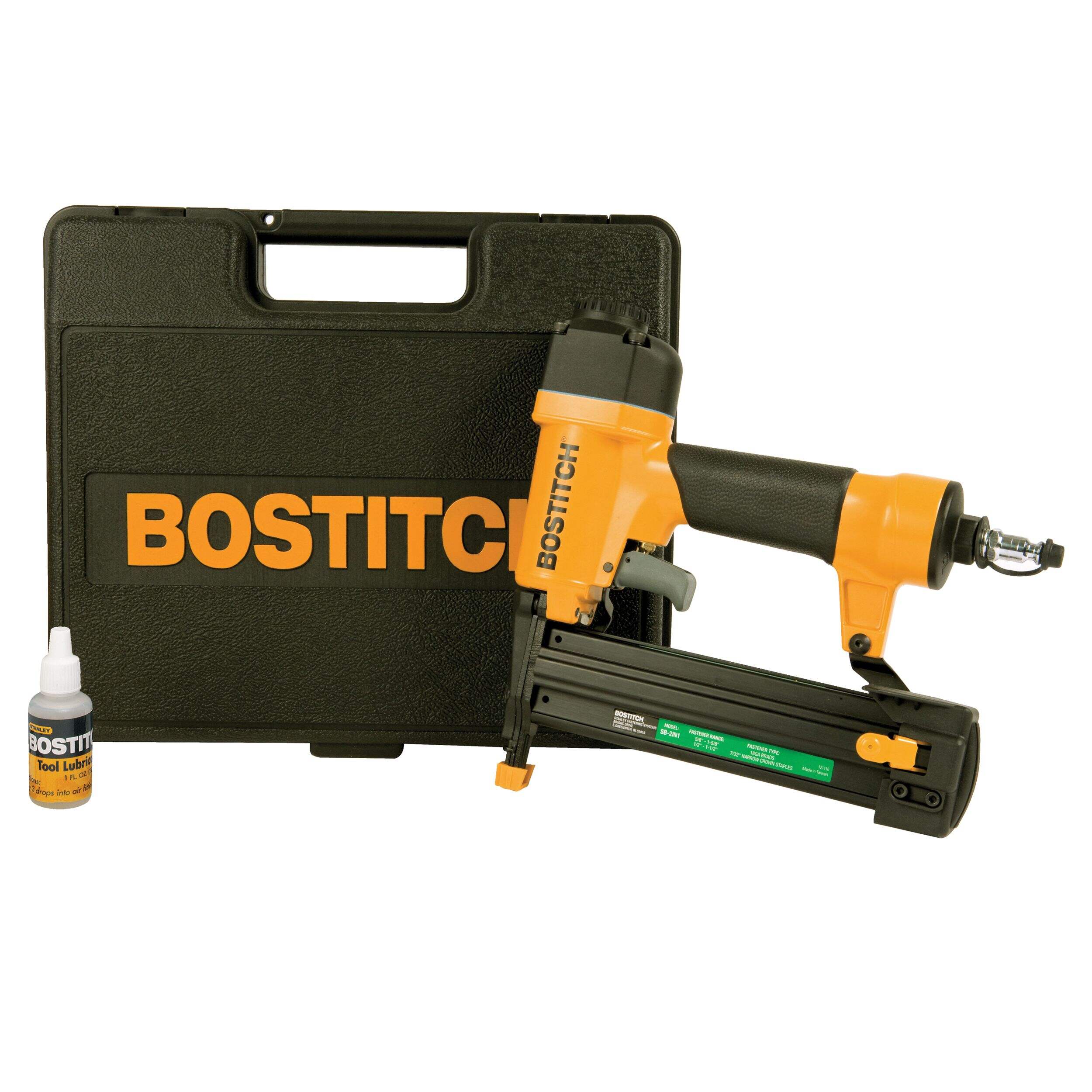 Bostitch SB-2IN1 18-Gauge 2-in-1 Pneumatic Narrow Crown Stapler & Brad Nailer Kit Composite_or_Mixed