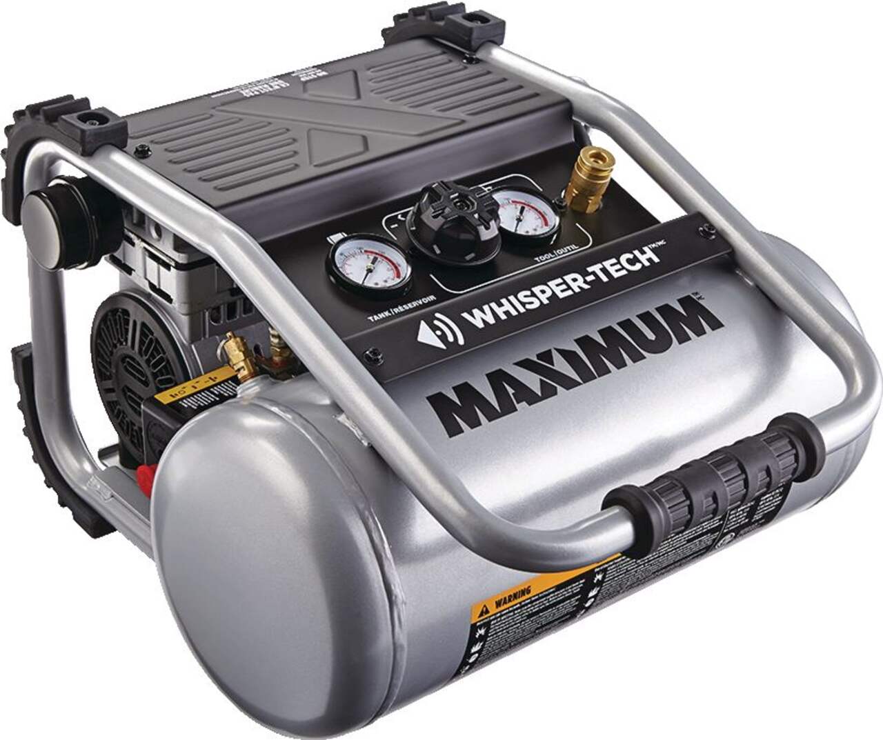 Compresseur d'air portatif ultra silencieux MAXIMUM de 4 gallons avec pompe  à deux positions, 125 lb/po2