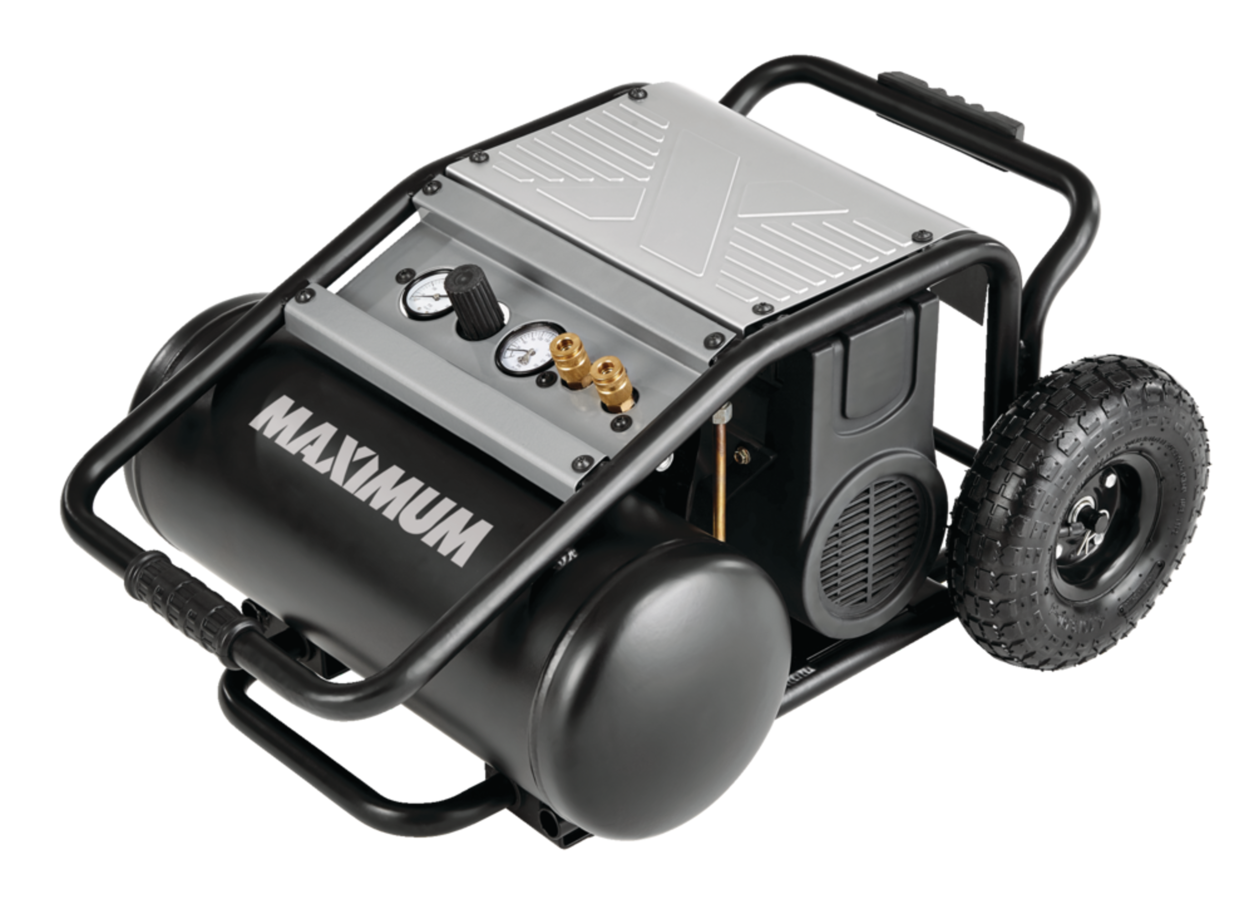 MAXIMUM 5-Gallon Oil-Free Portable Jobsite Dolly Air Compressor, 200 PSI Front_Angled_Left