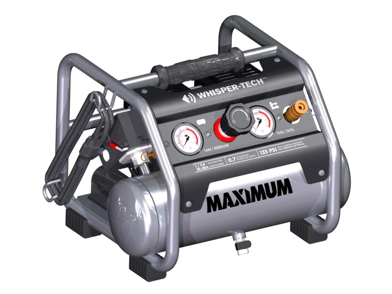 Compresseur d'air silencieux MAXIMUM, 4,5 gallons