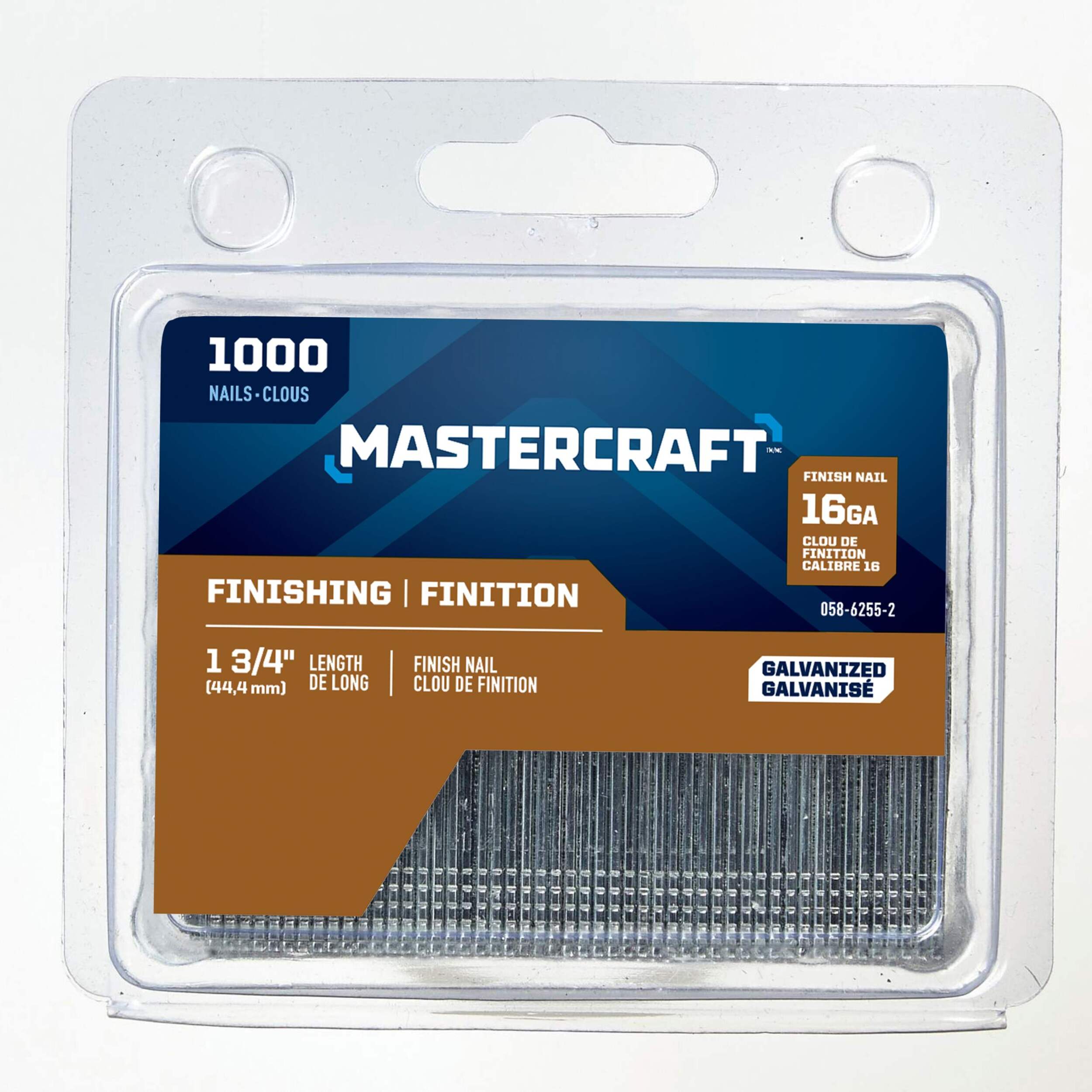 Mastercraft 1-3/4-in x 16-Gauge Galvanized Steel Finishing Brad Nails (1000-Pack) Front_Flat