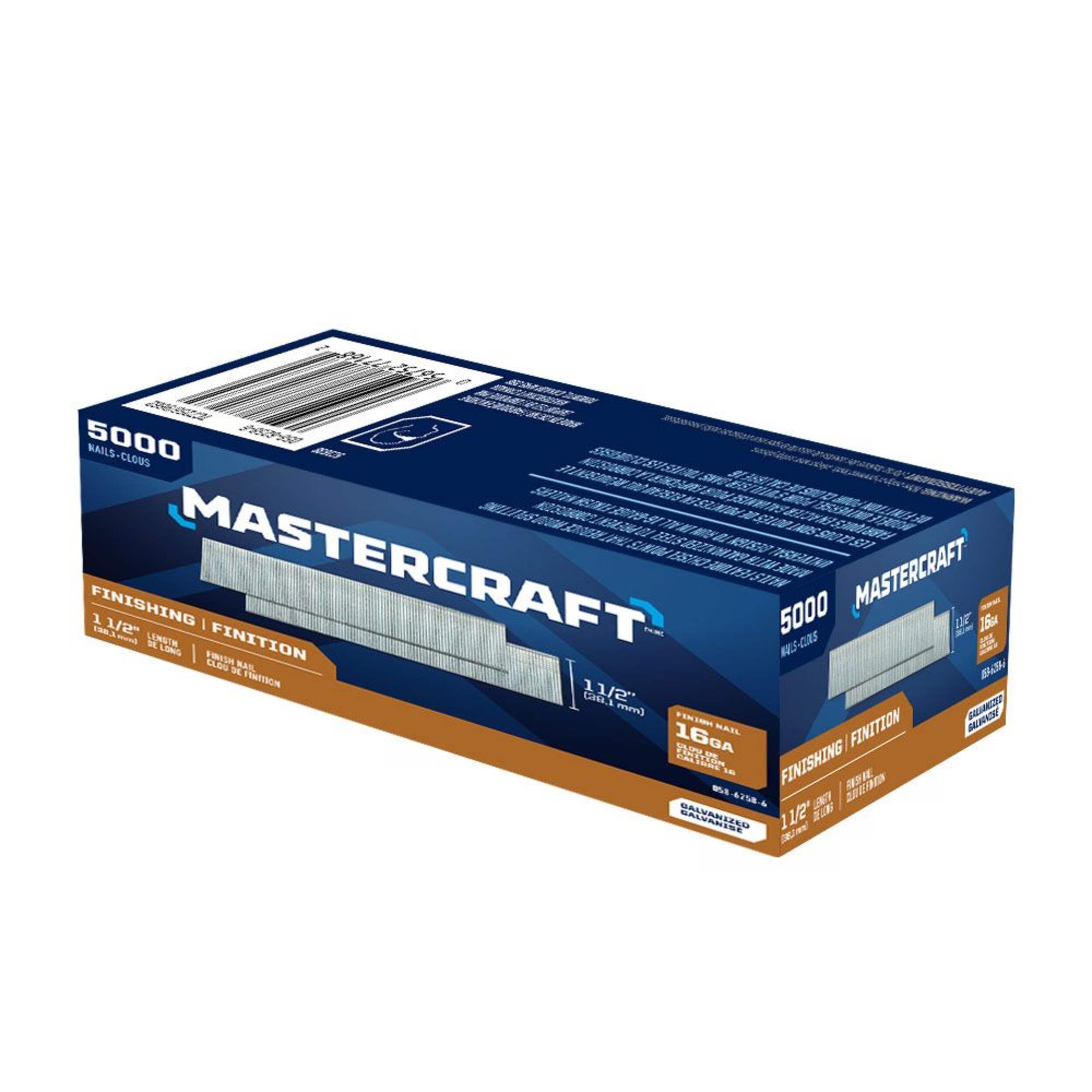 Clous de finition Mastercraft, calibre 16, 1 1/2 po, paq. 5000 Front_Angled_Left