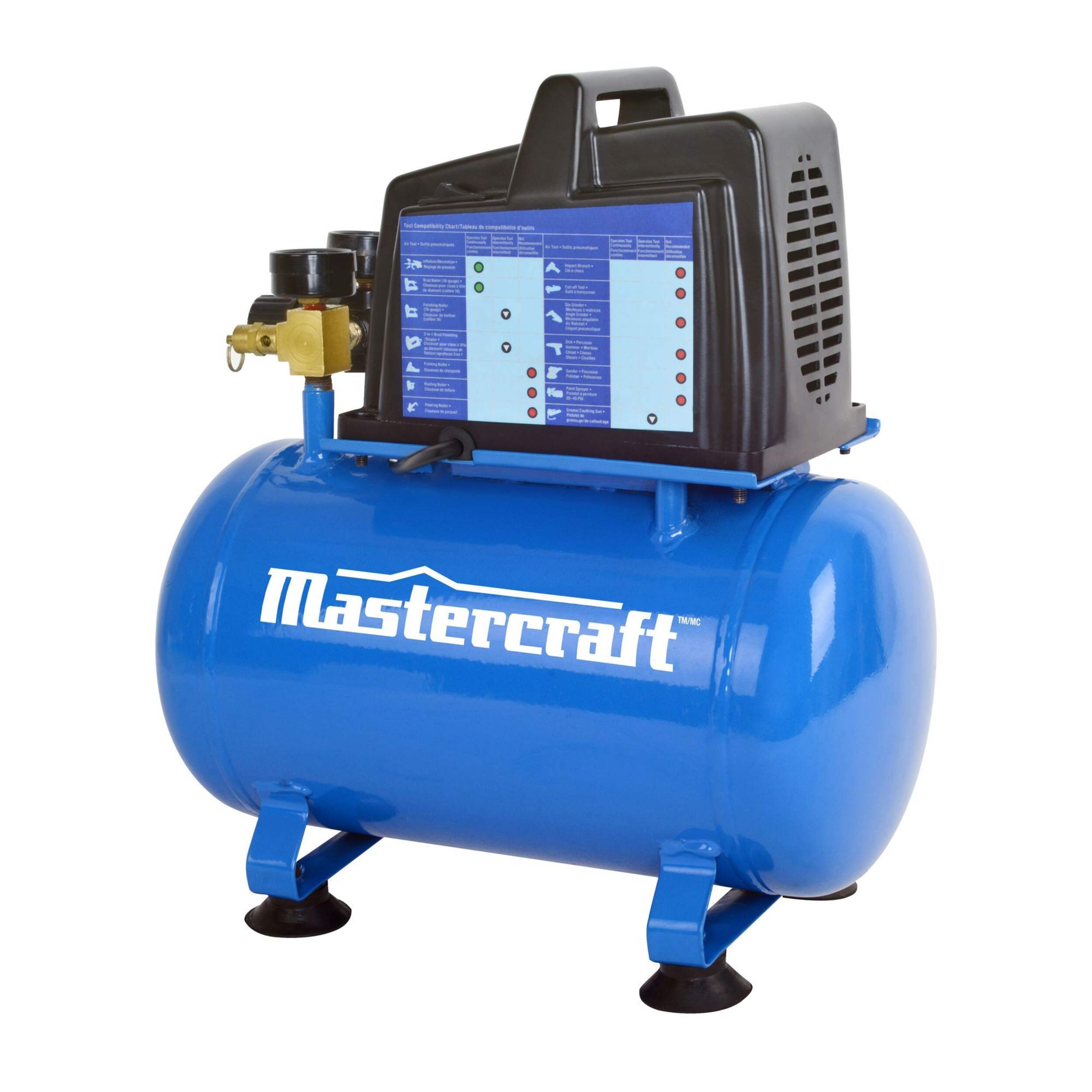 Mastercraft 2 Gallon Air Compressor Front_Angled_Left