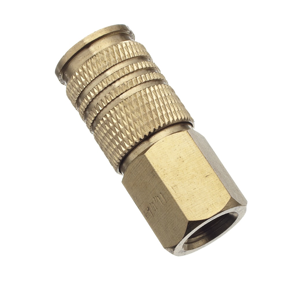 Mastercraft Universal Brass Female Air Hose Connect Coupler, 1/4in NPT
