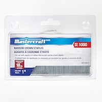Agrafes à couronne étroite Mastercraft en acier galvanisé de calibre 18, 1/4 x 1 po, paq. 1000 Front_Flat