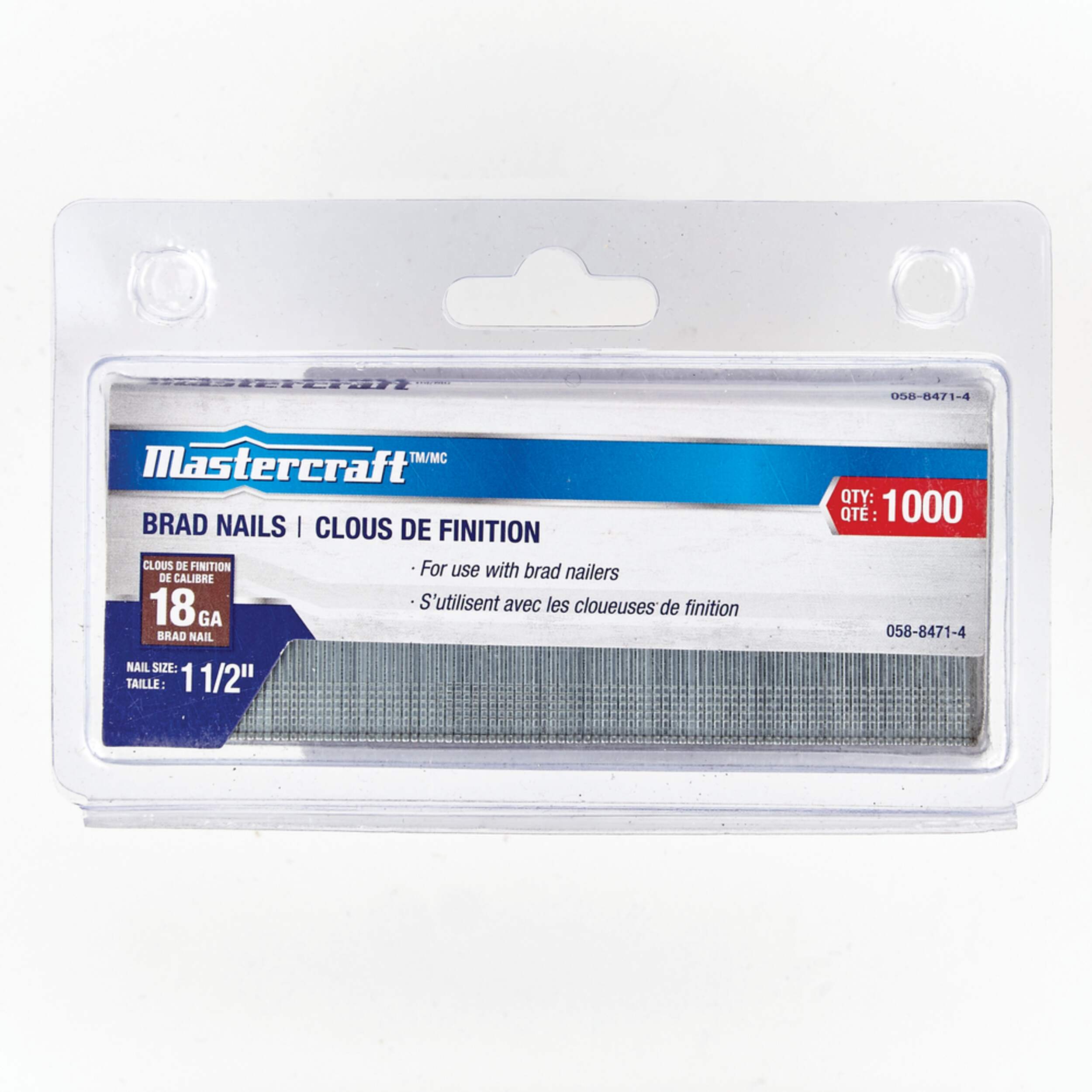 Mastercraft 18-Gauge Galvanized Steel Brad Nails, 1-1/2-in, 1000-pc Front_Flat