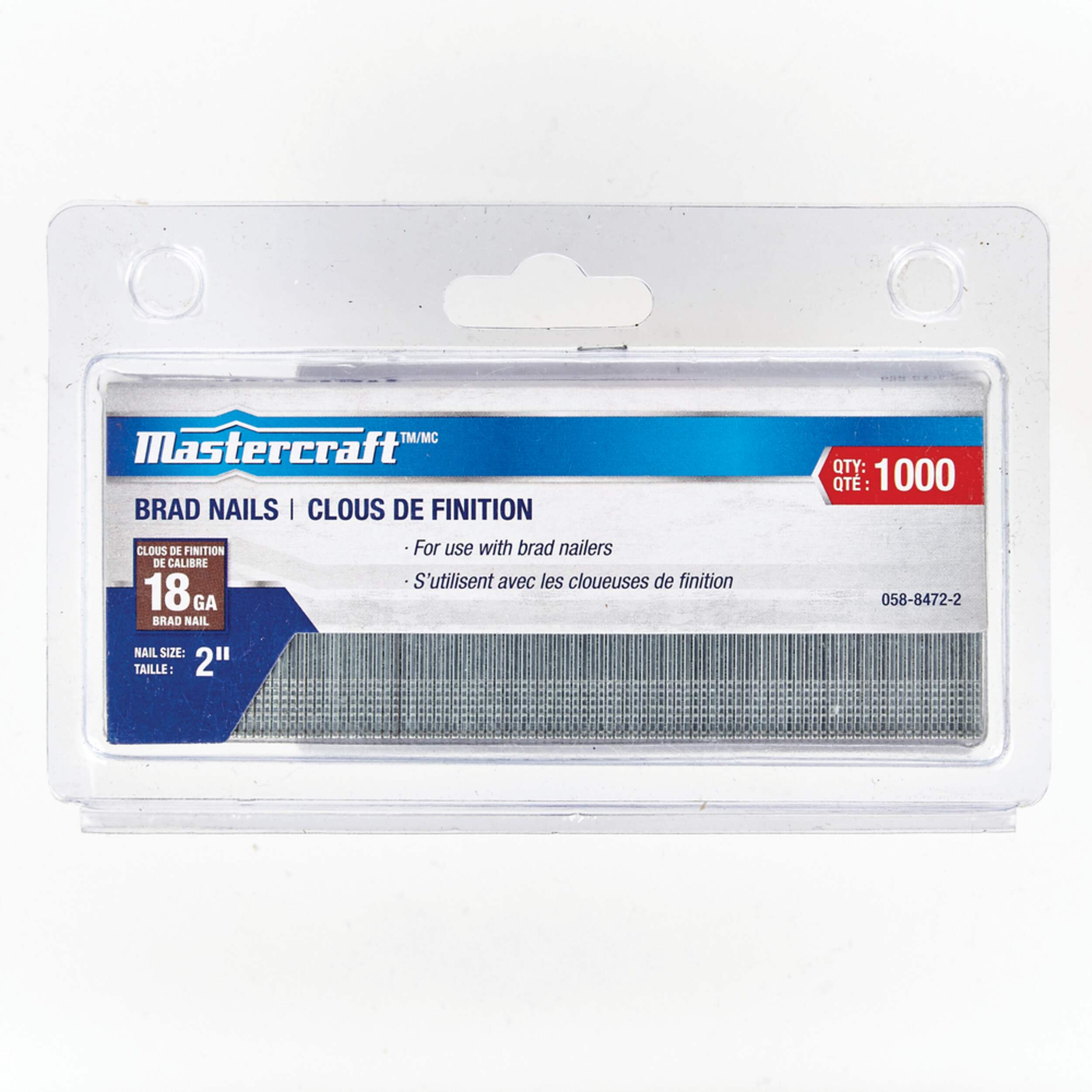 Mastercraft 18-Gauge Galvanized Steel Brad Nails, 2-in, 1000-pc Front_Flat