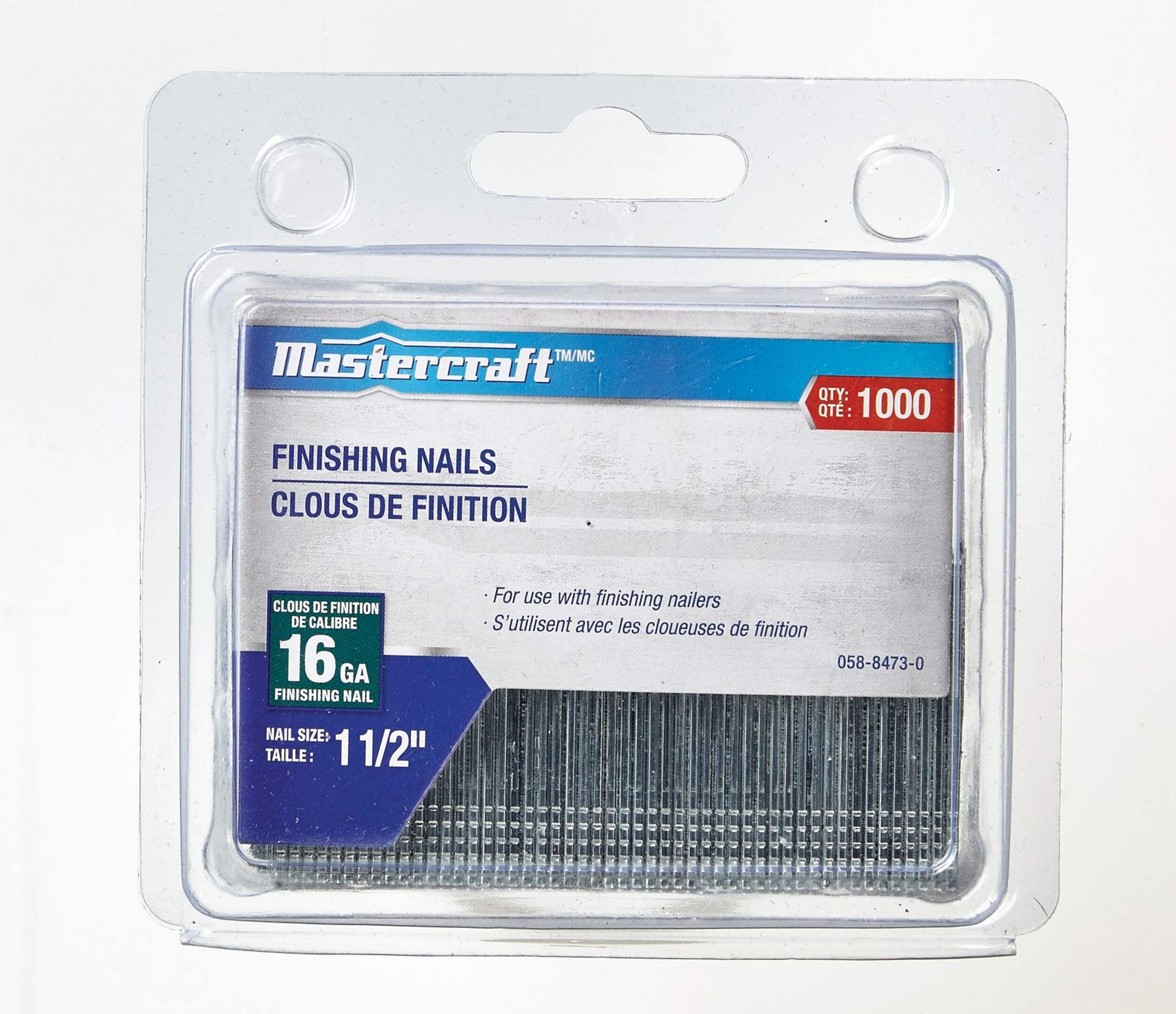 Mastercraft 16-Gauge Galvanized Steel Finishing Nails, 1-1/2-in, 1000-pc Front_Flat