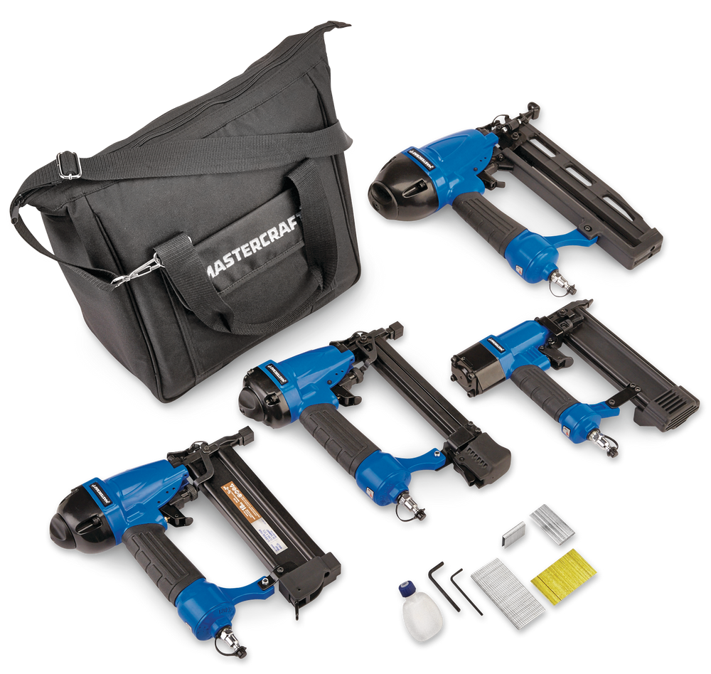 Mastercraft Pneumatic Nailer & Air Stapler/Staple Gun Kit, 4pc