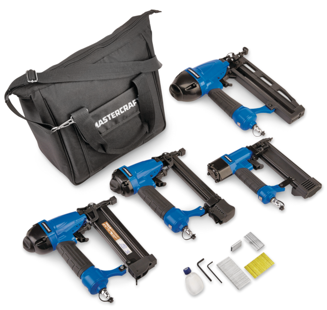 Mastercraft Pneumatic Nailer & Air Stapler/Staple Gun Kit, 4pc